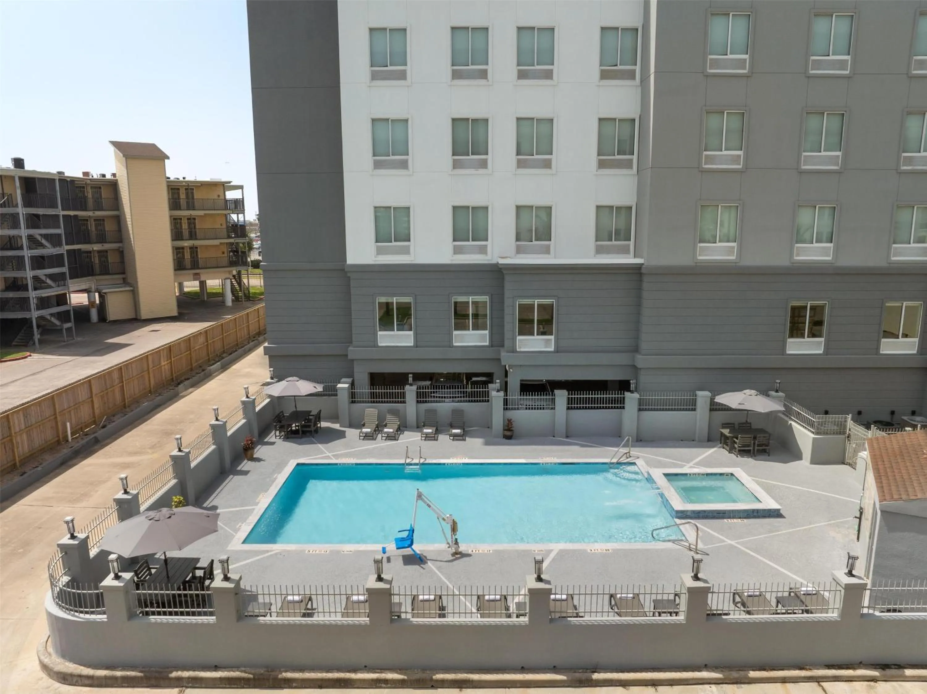 Pool view in Hampton Inn & Suites Galveston