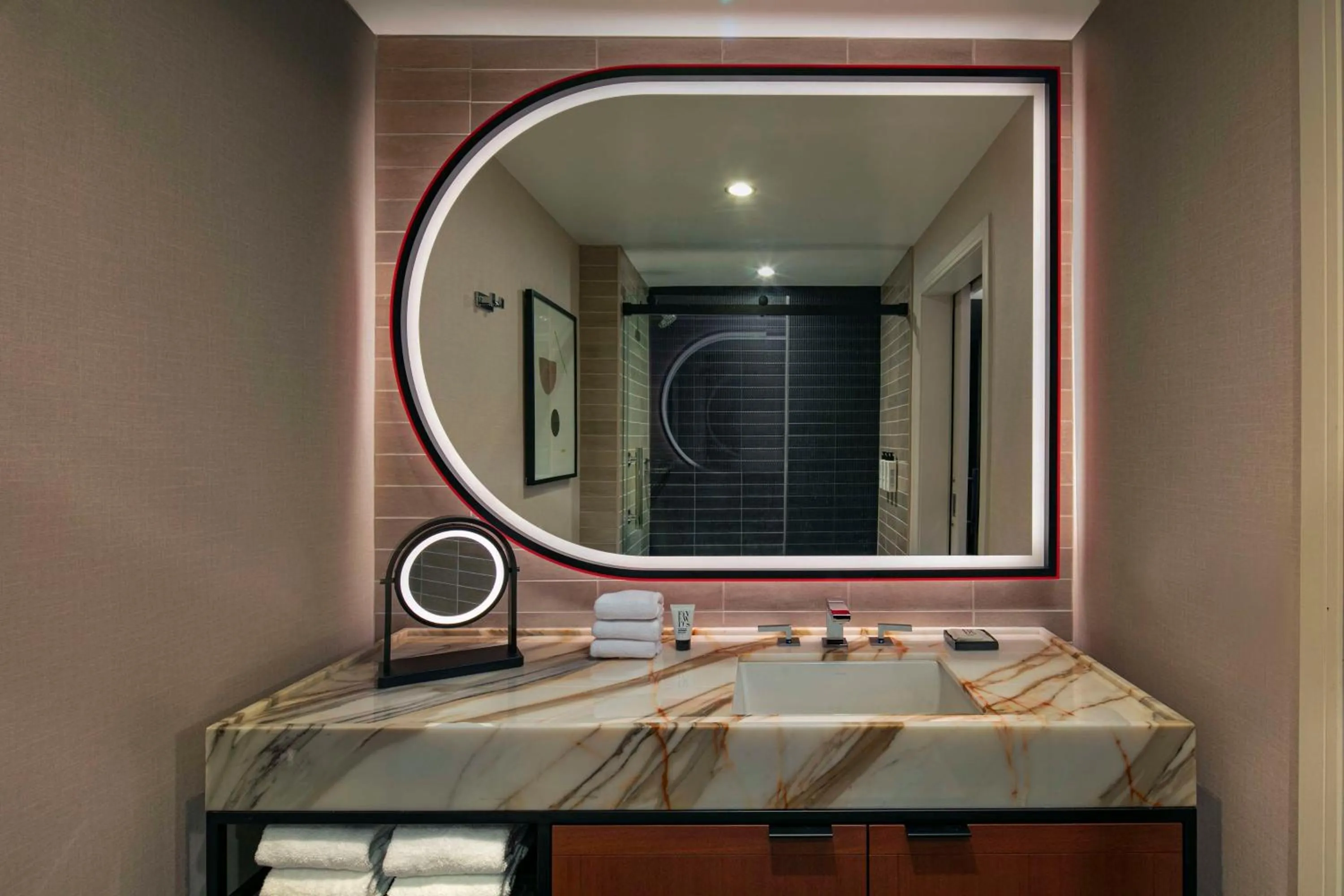 Bathroom in theWit Chicago, a Hilton Hotel