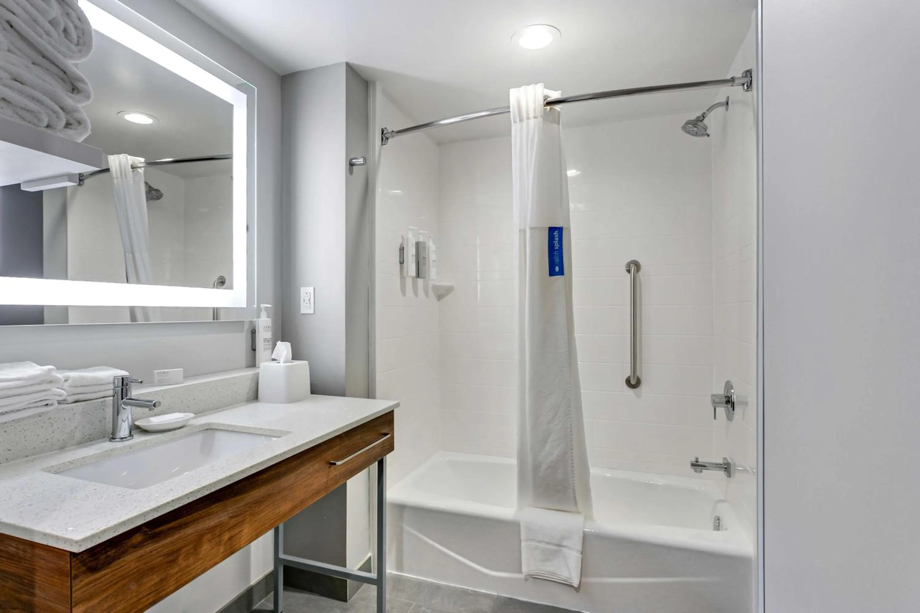 Bathroom, Bed in Hampton Inn Houston-Pearland, TX