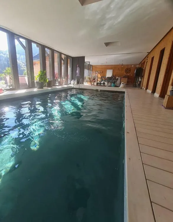 Swimming pool in Le Chalet Du Blanc Spa yoga