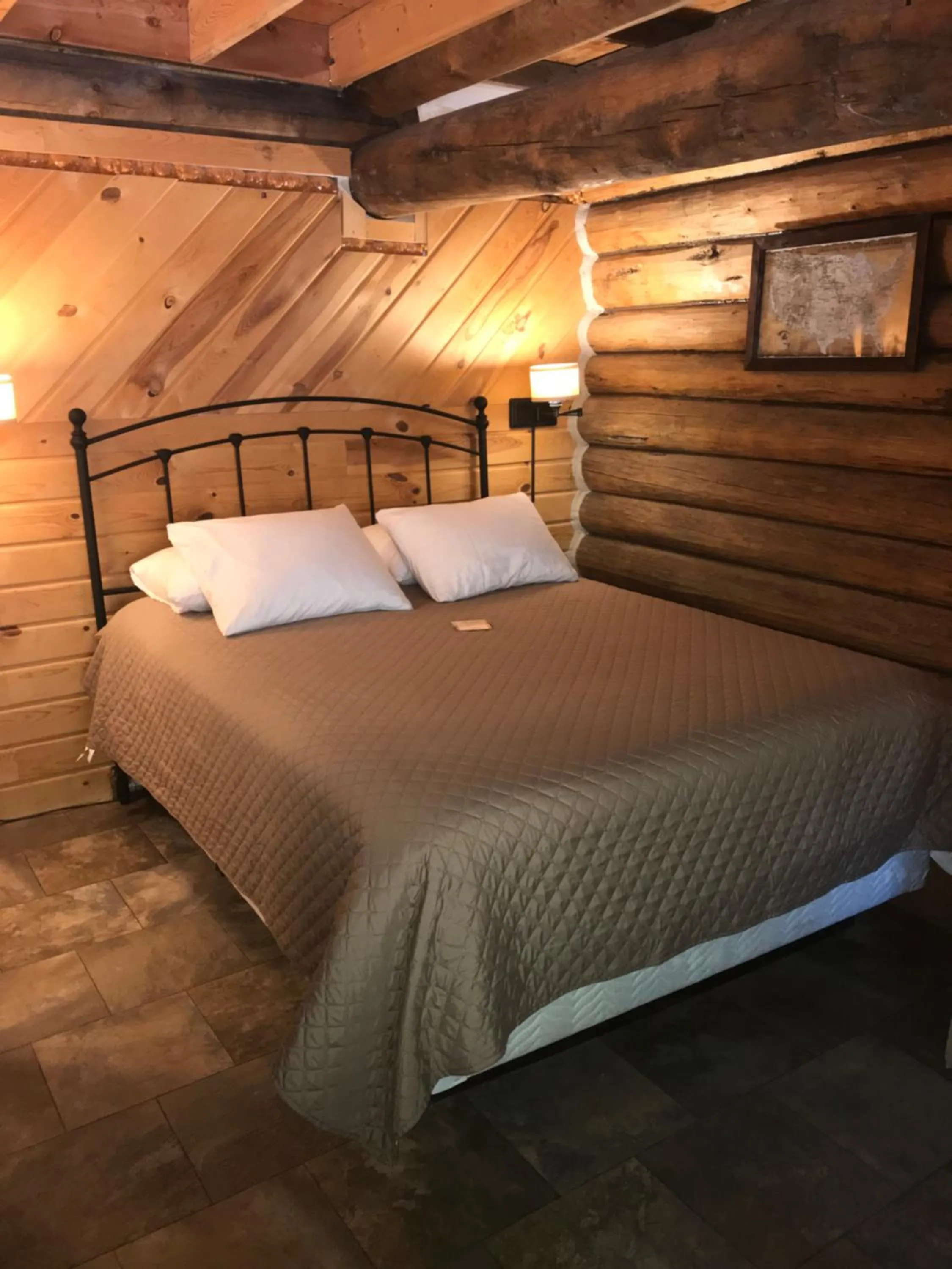 Bed in Judith Mountain Lodge