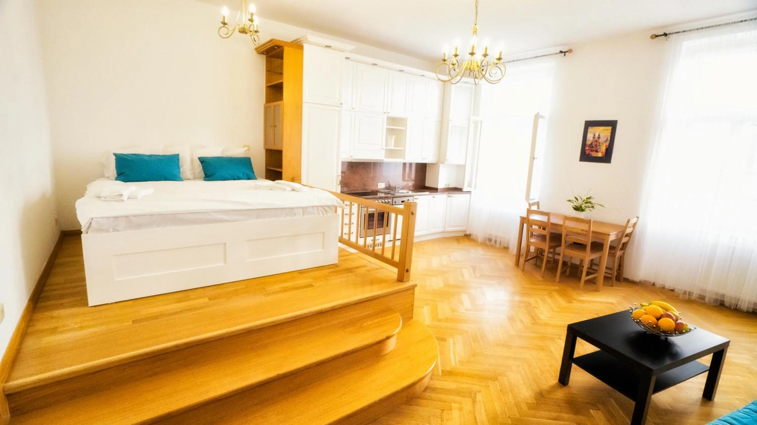 Bedroom, Bed in Apartment by the Old Town Square