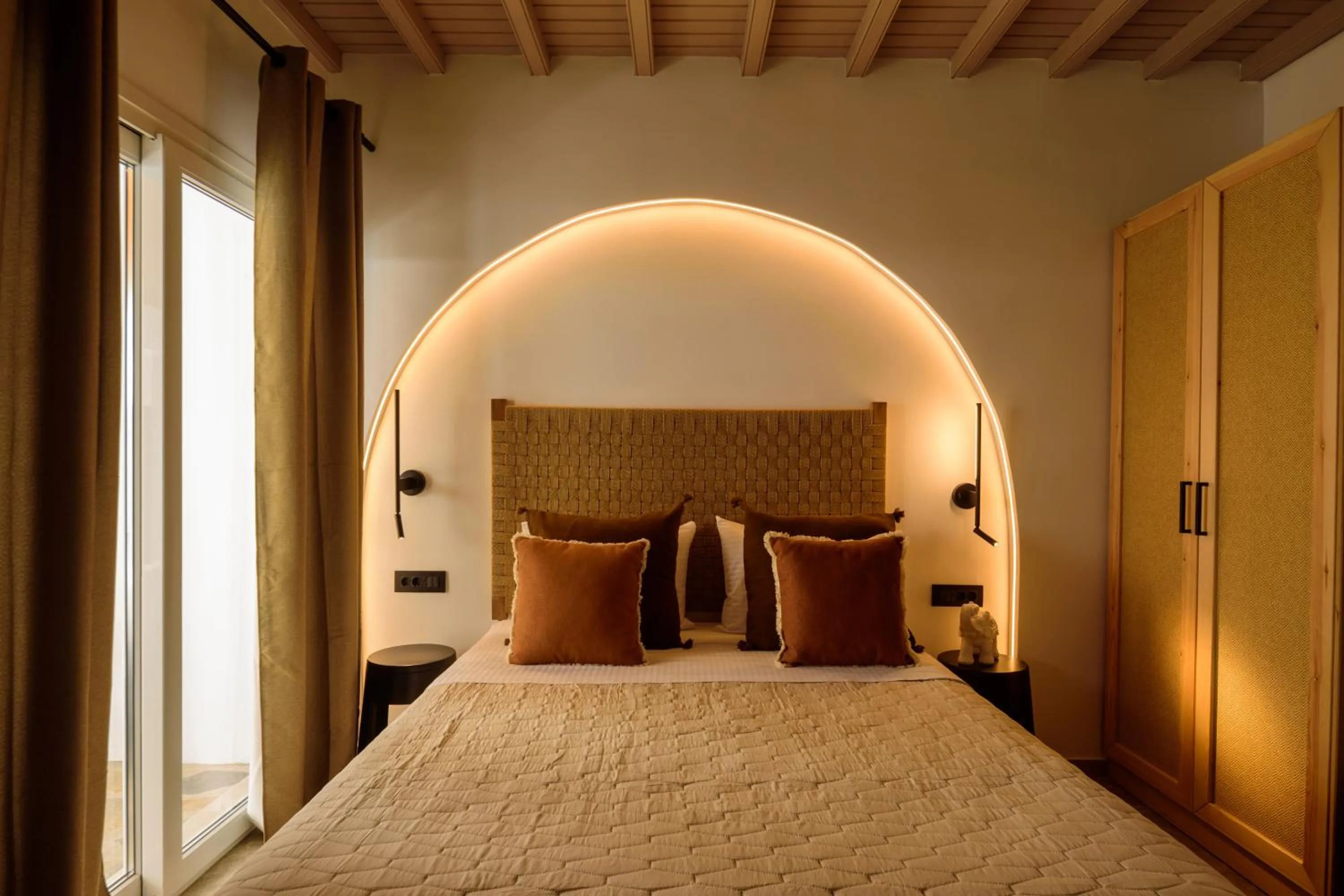 Bed in Olive Mykonos Villas