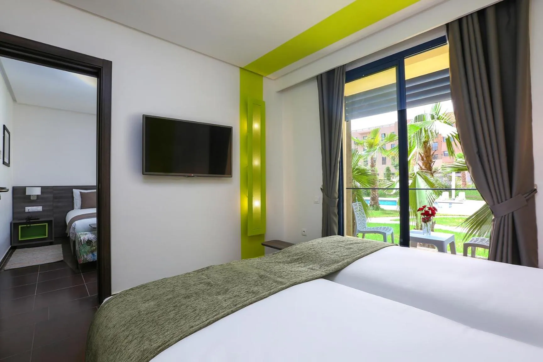 Pool view, Bed in Wazo Hotel