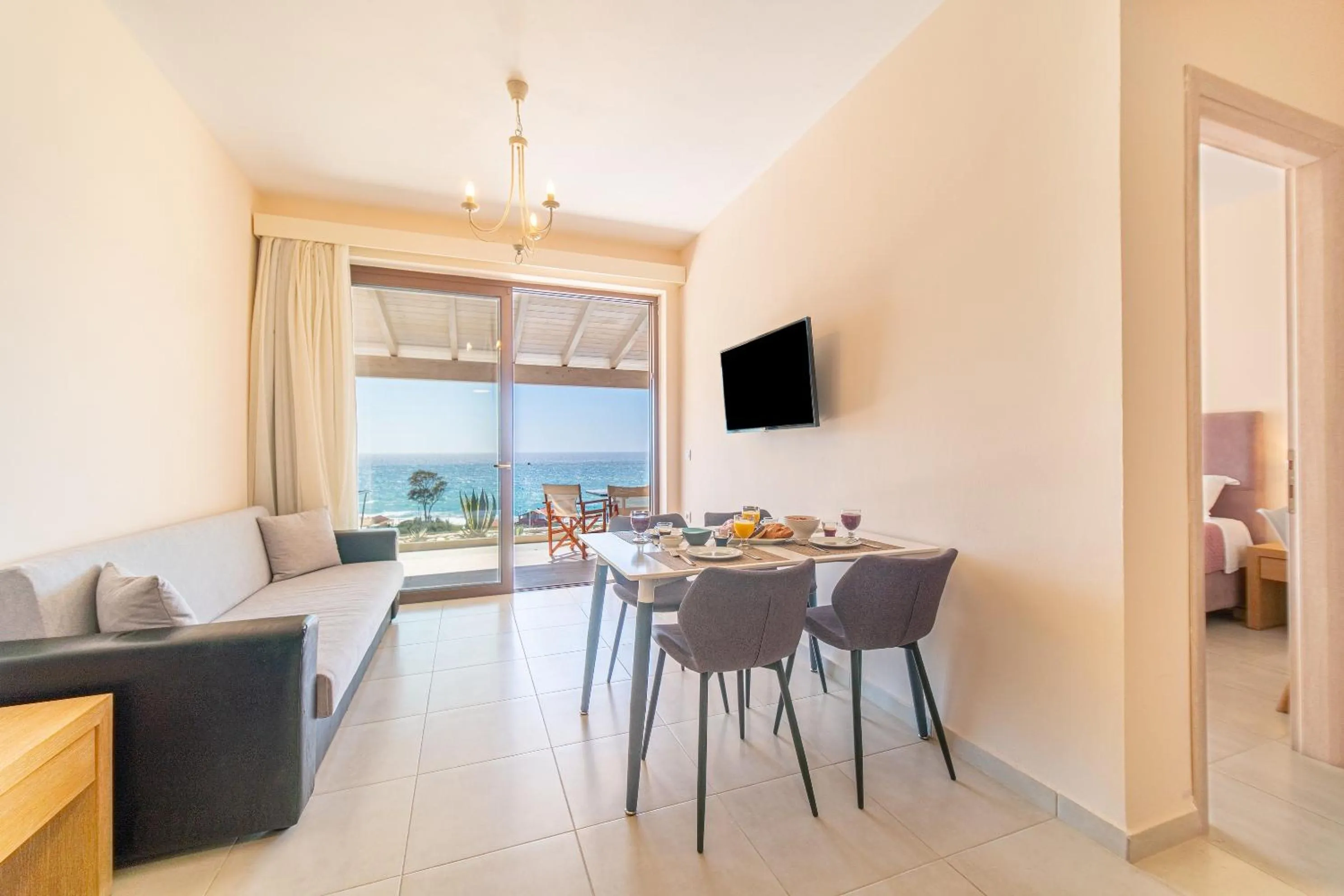 Living room in Lido Paradise Apartments Corfu