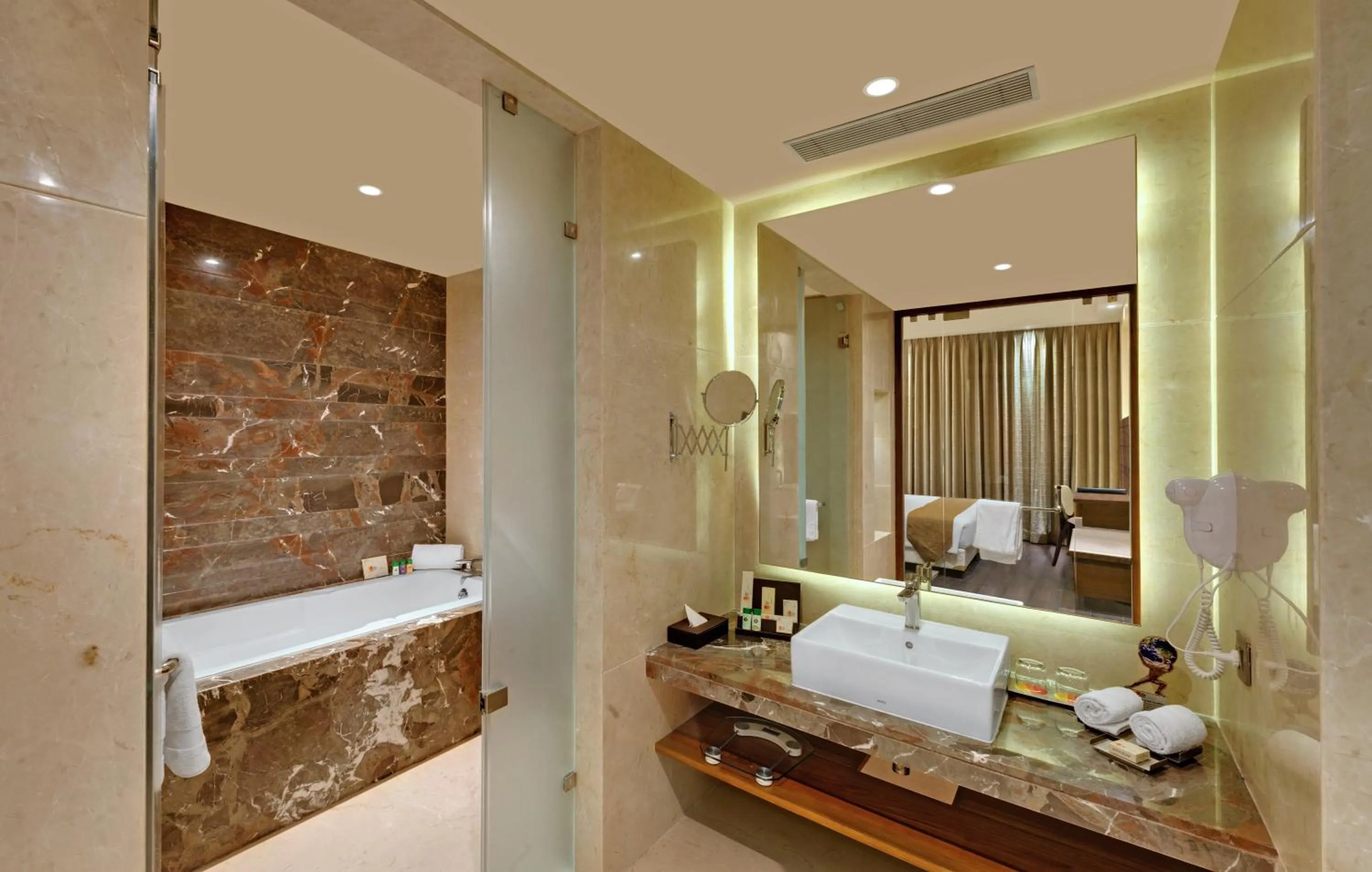 Bathroom, Bed in Iscon The Fern Resort & Spa, Bhavnagar