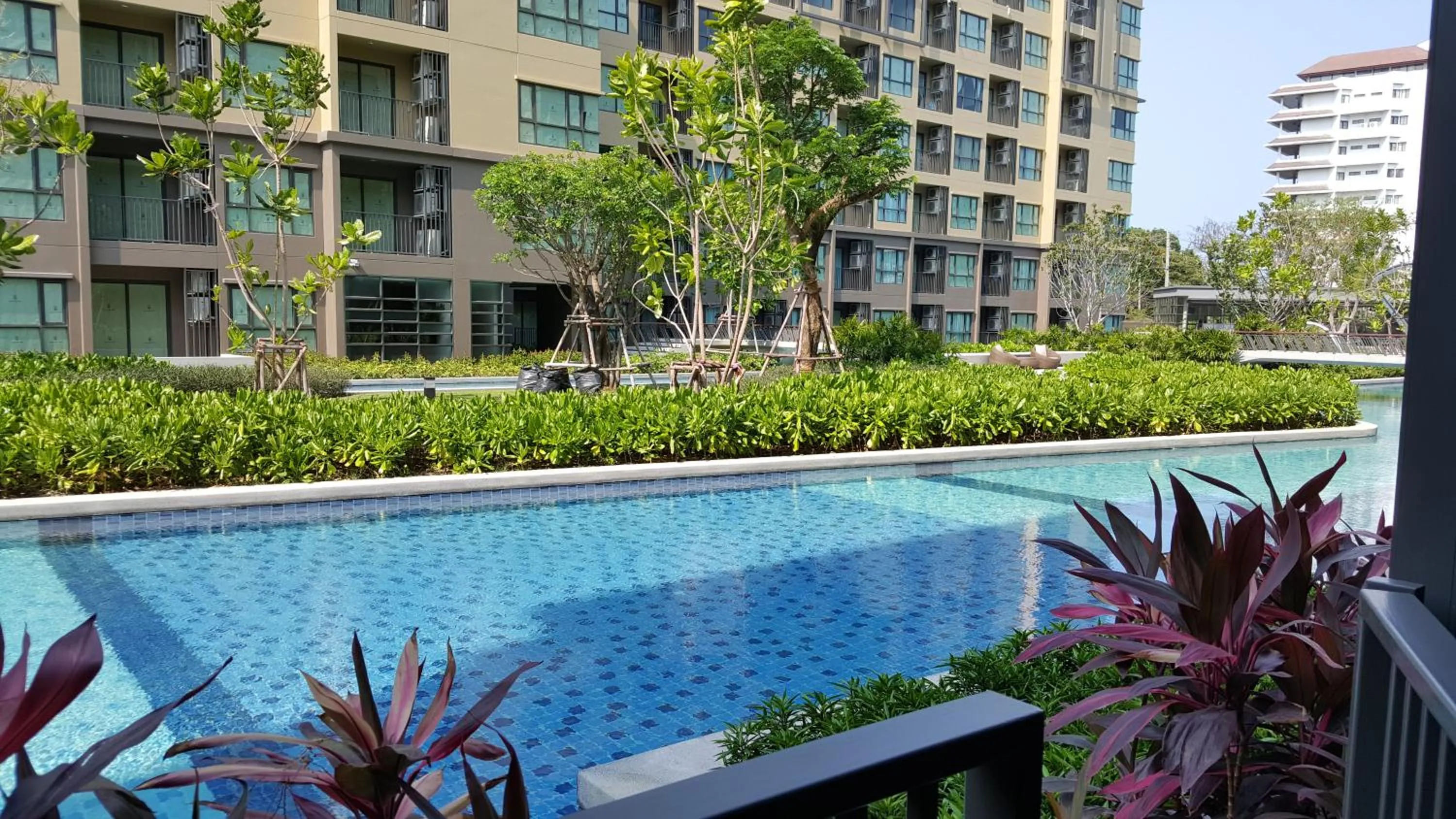 Balcony/Terrace in The Relaxing Room Pool Access at Rain Resort Condominium Cha Am- Hua Hin