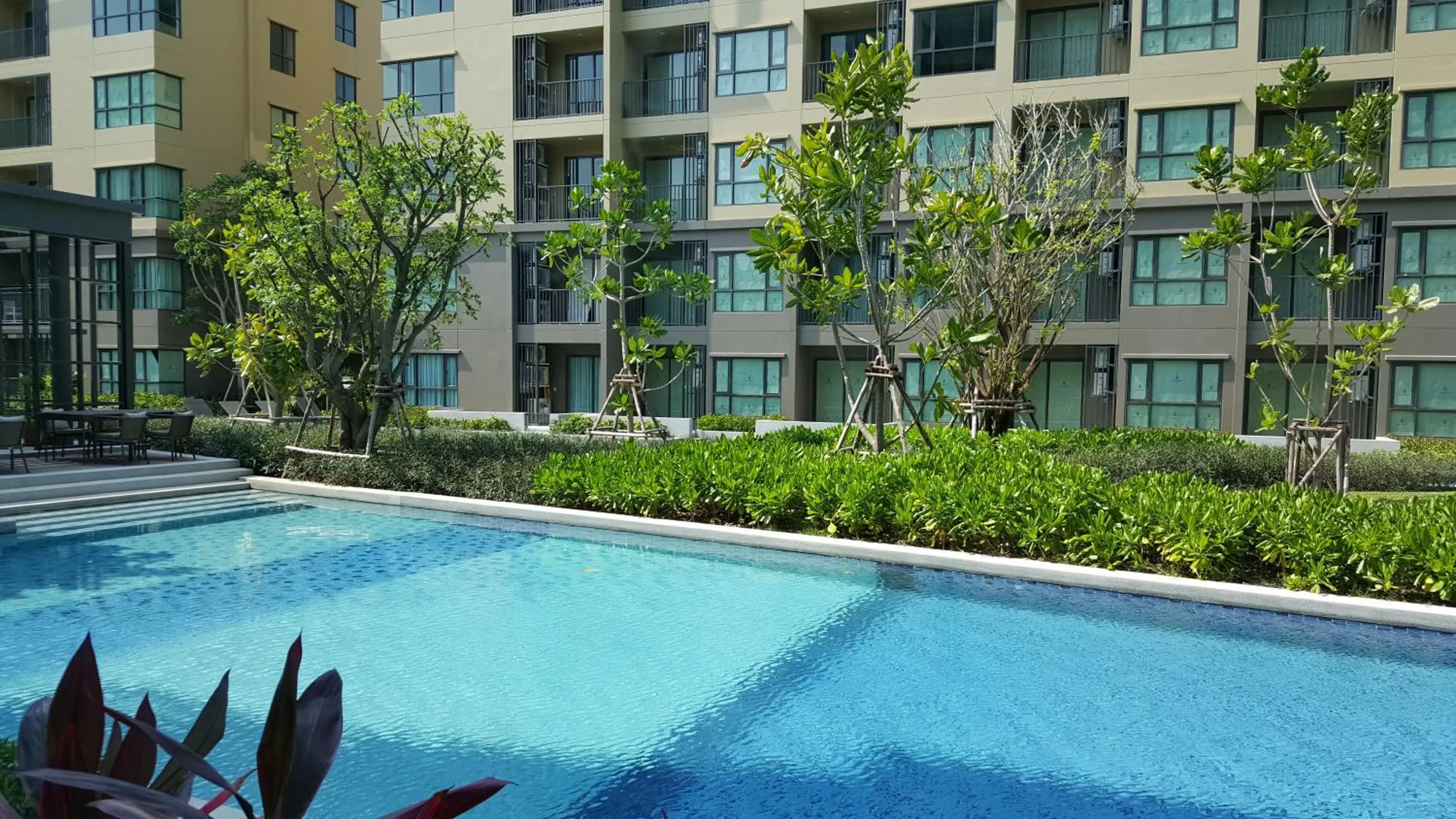 Balcony/Terrace in The Relaxing Room Pool Access at Rain Resort Condominium Cha Am- Hua Hin