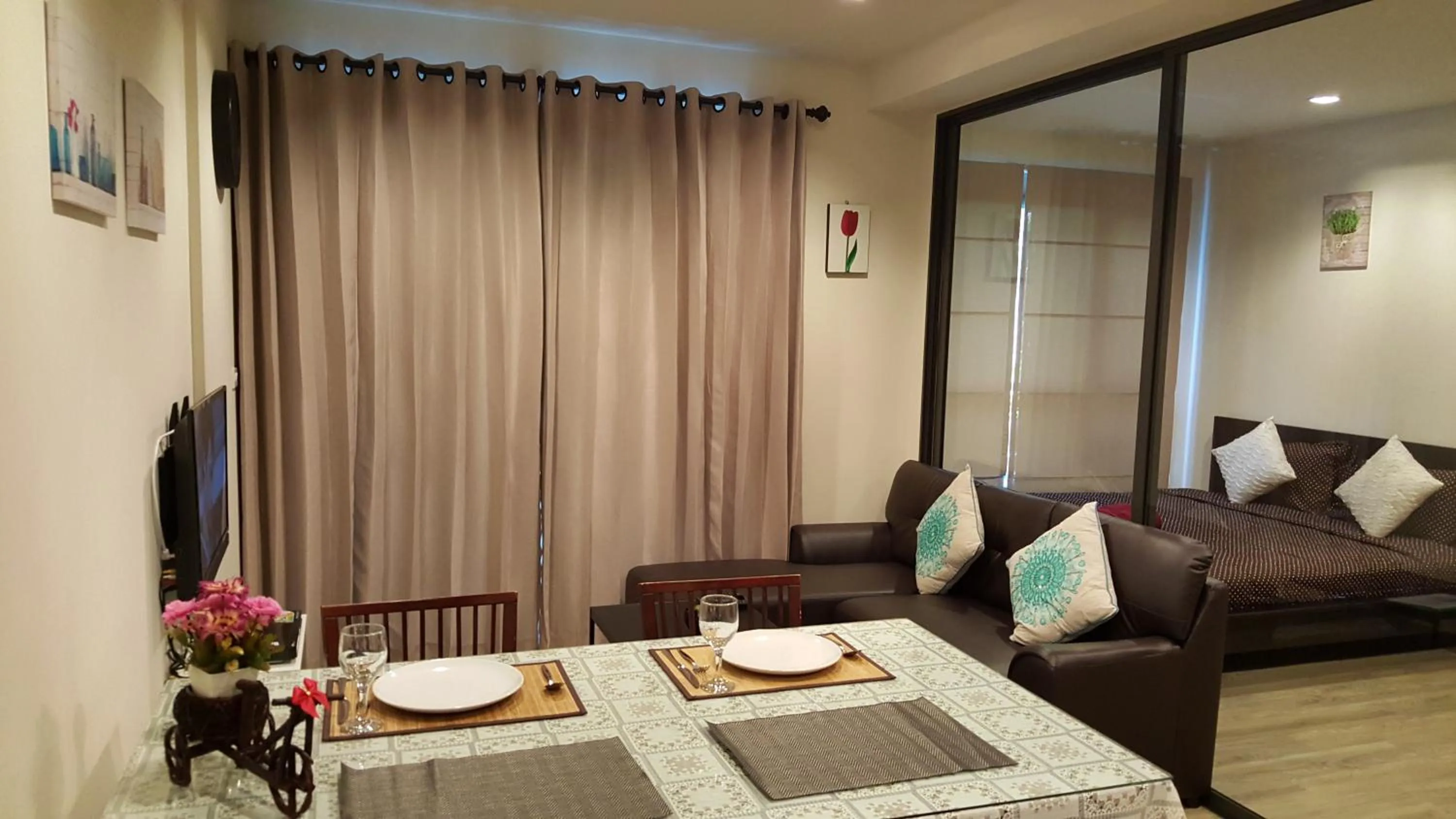 Living room in The Relaxing Room Pool Access at Rain Resort Condominium Cha Am- Hua Hin