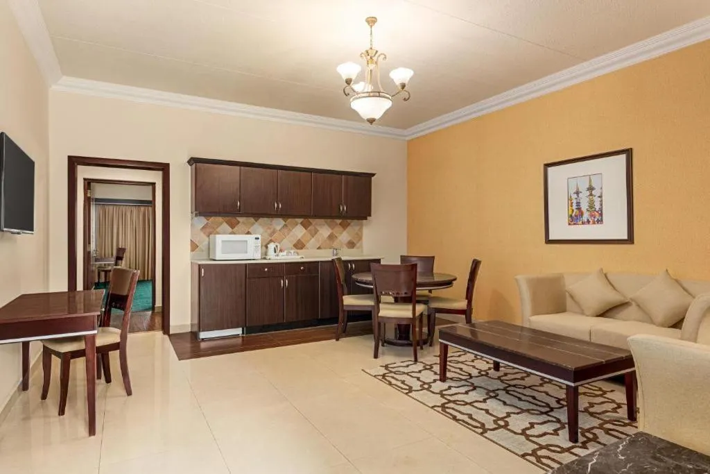 Kitchen or kitchenette in Eastyard Dammam Hotel - Formerly Ramada by Wyndham Dammam