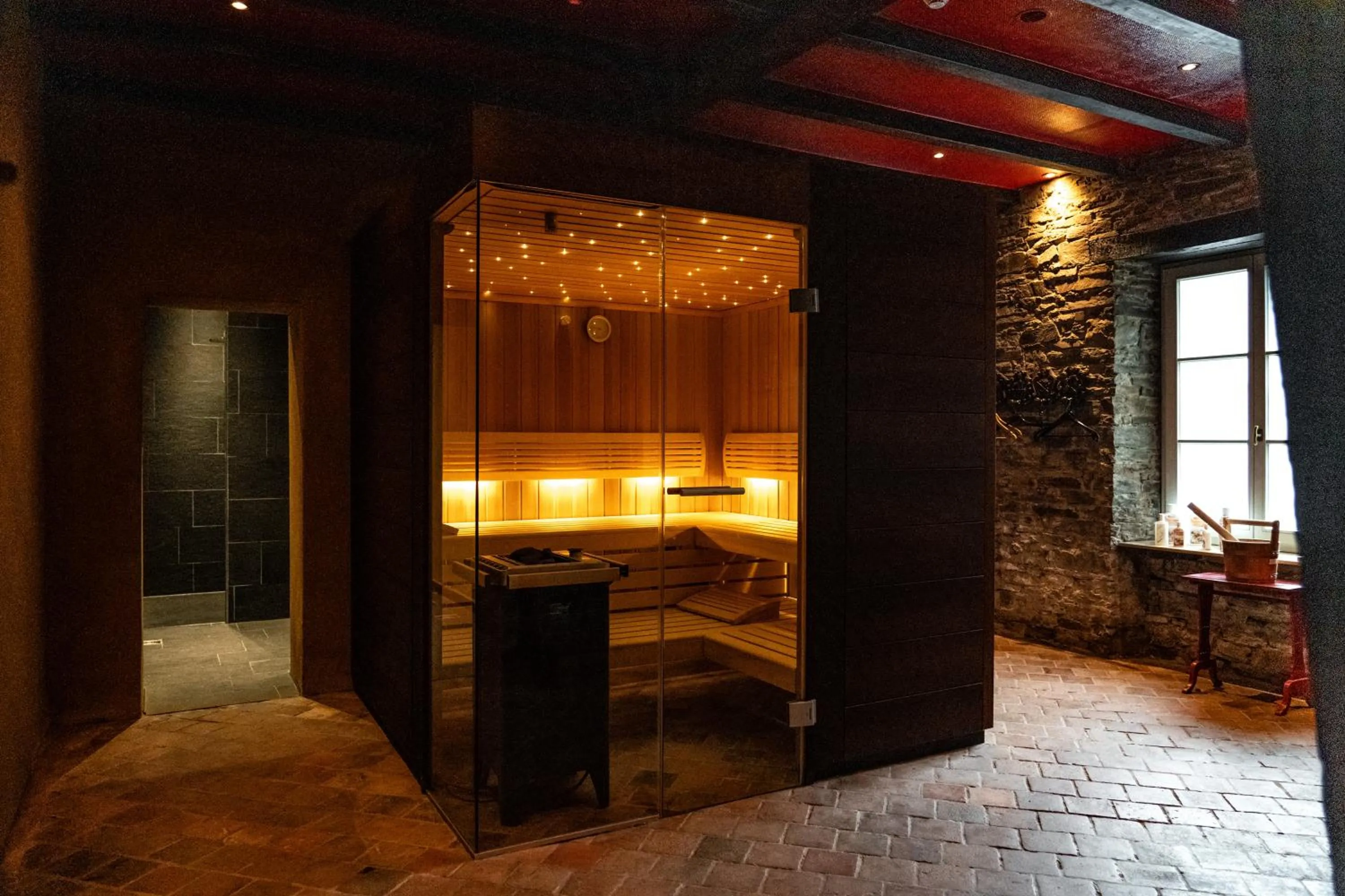 Sauna in Schloss Auel Boutique Hotel & Design Golf Lodge