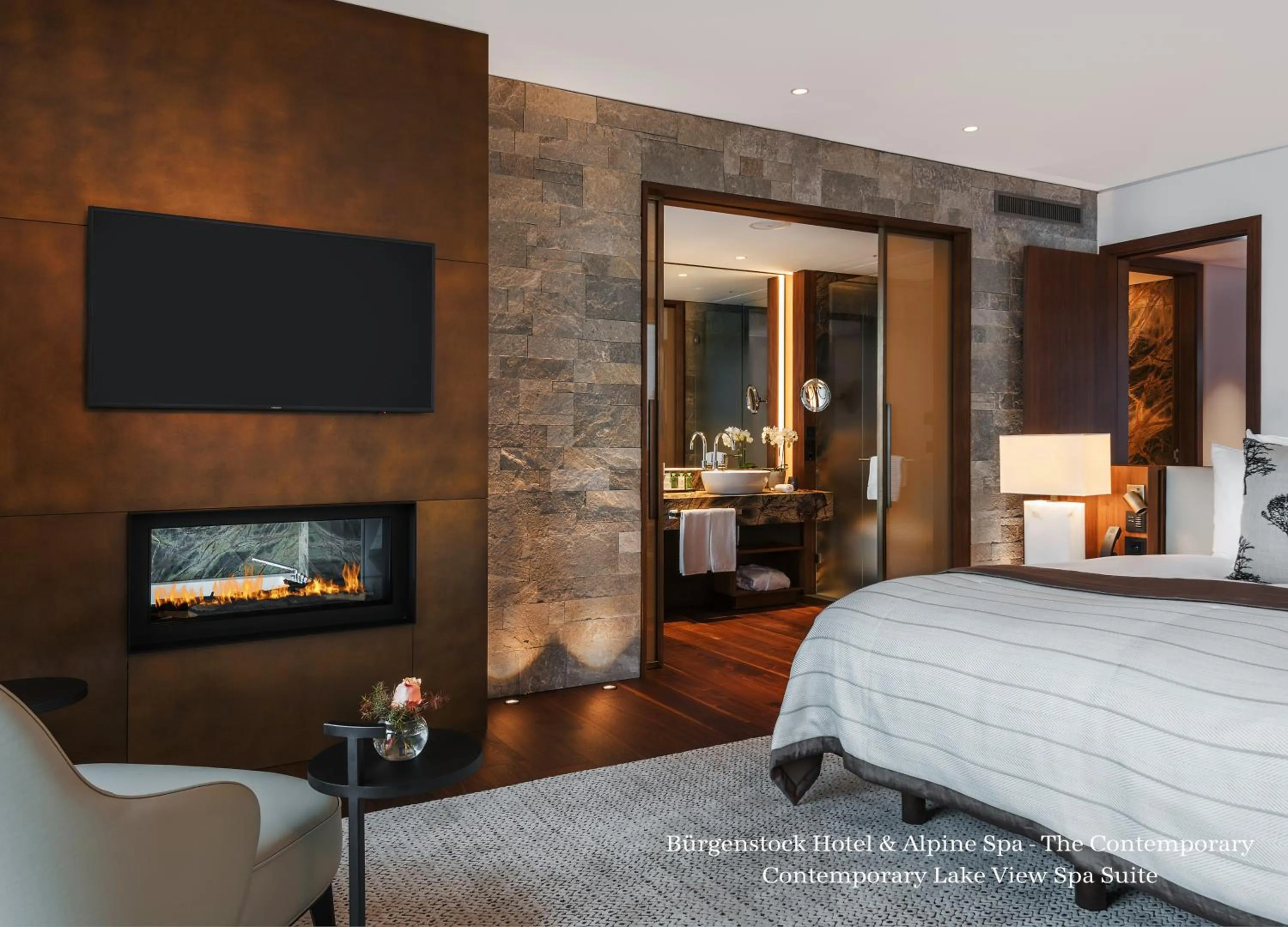 Bathroom, Bed in Bürgenstock Hotel & Alpine Spa