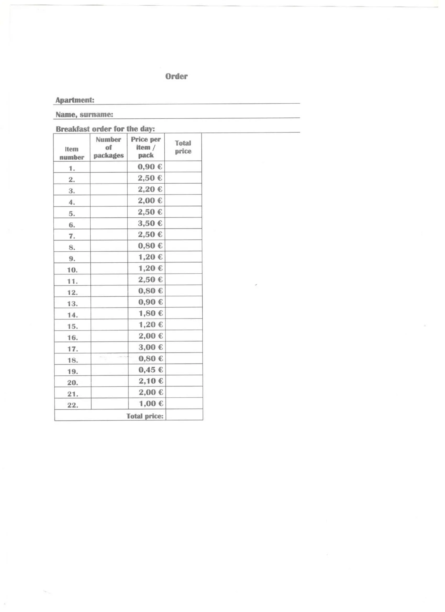 Breakfast in Chalety Jasná Apartmány Bor