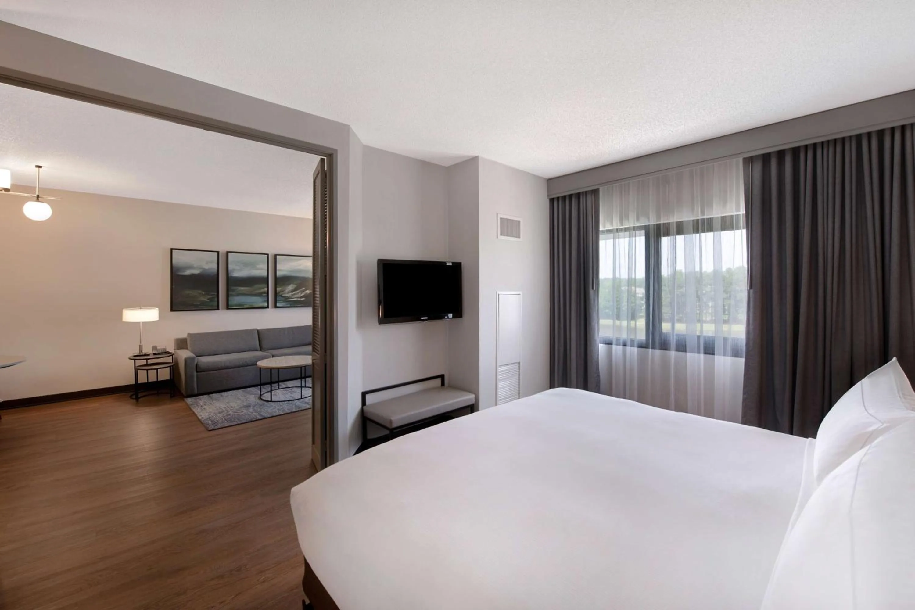 Bed in DoubleTree Suites by Hilton Raleigh-Durham