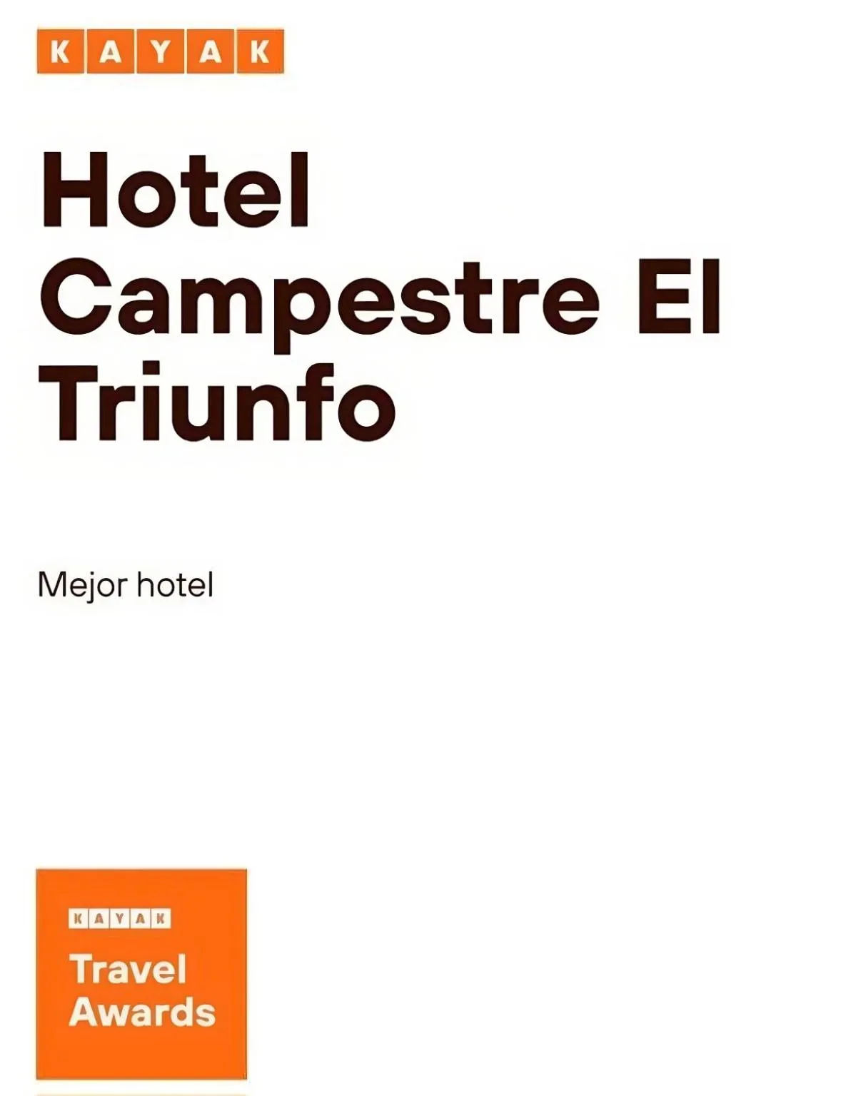 Certificate/Award in Hotel Campestre El Triunfo