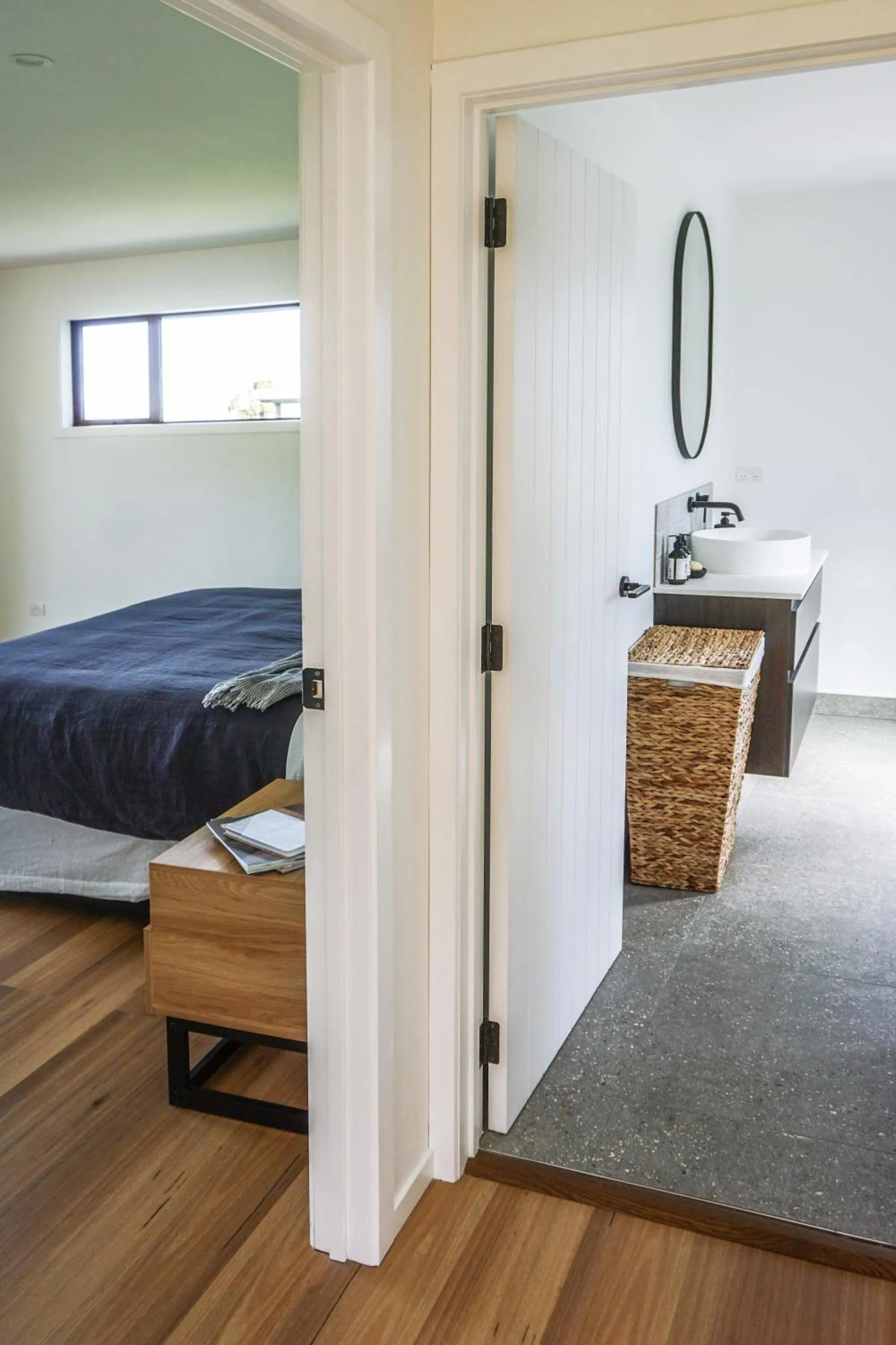 Bathroom, Bed in The Barn Cabins & Camp