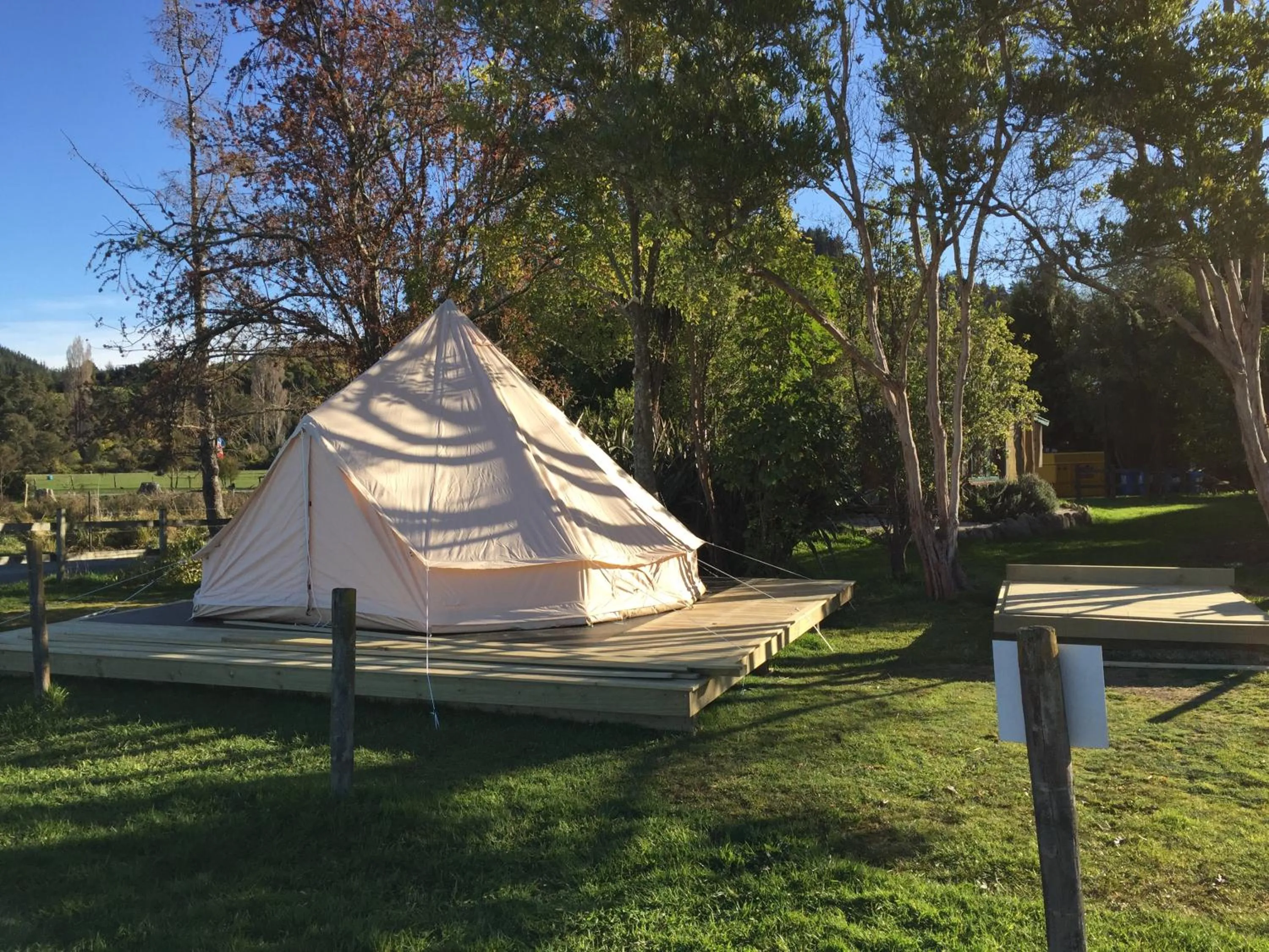 Patio in The Barn Cabins & Camp