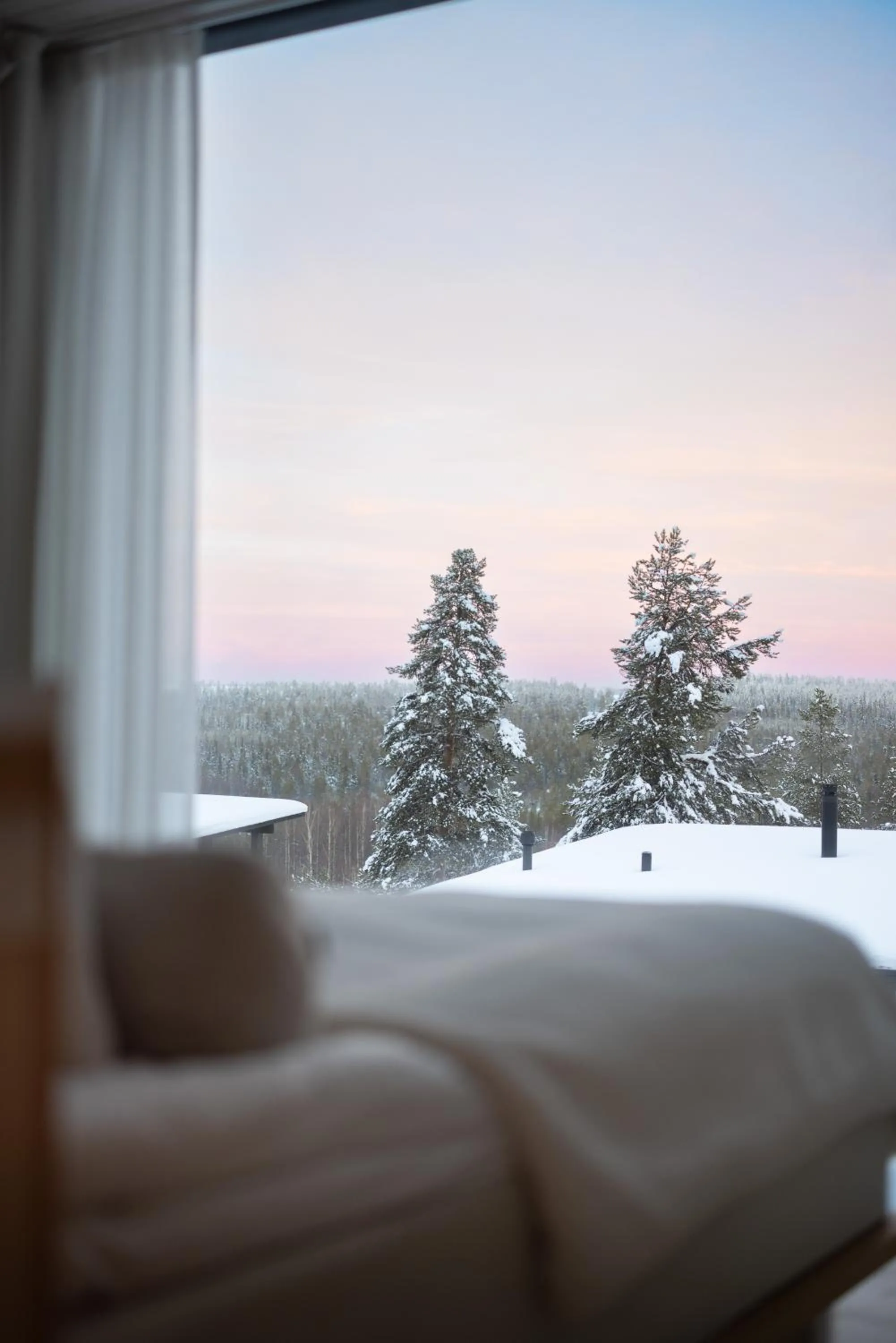 Bed in Arctic TreeHouse Hotel