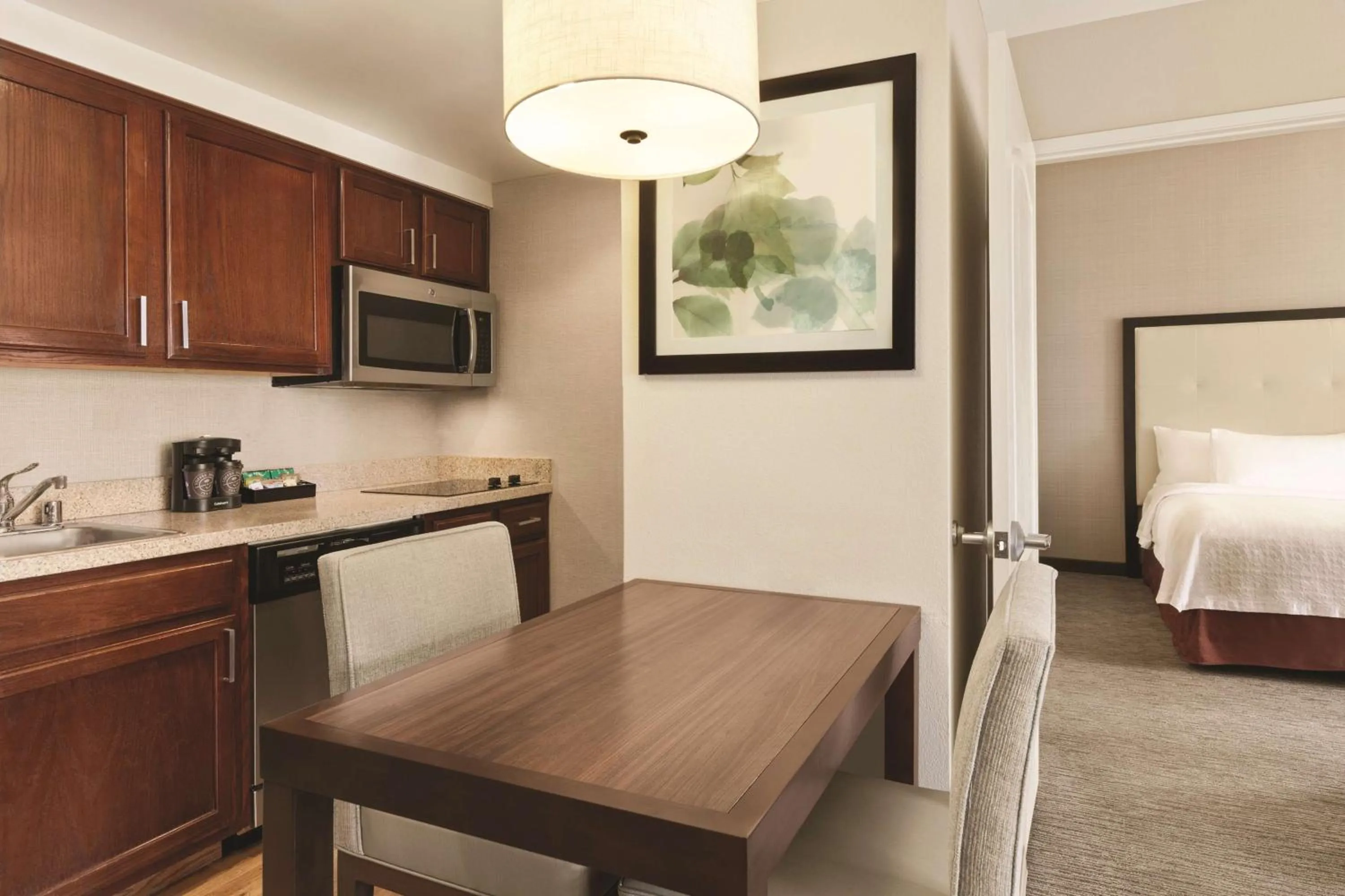 Kitchen or kitchenette, Bed in Homewood Suites by Hilton La Quinta