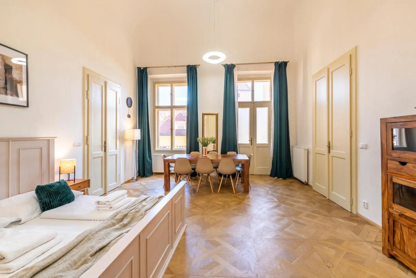 Bed in Old Town Square Apartments