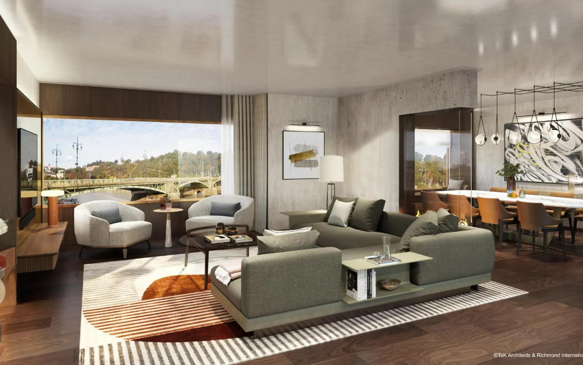 Living room in Fairmont Golden Prague