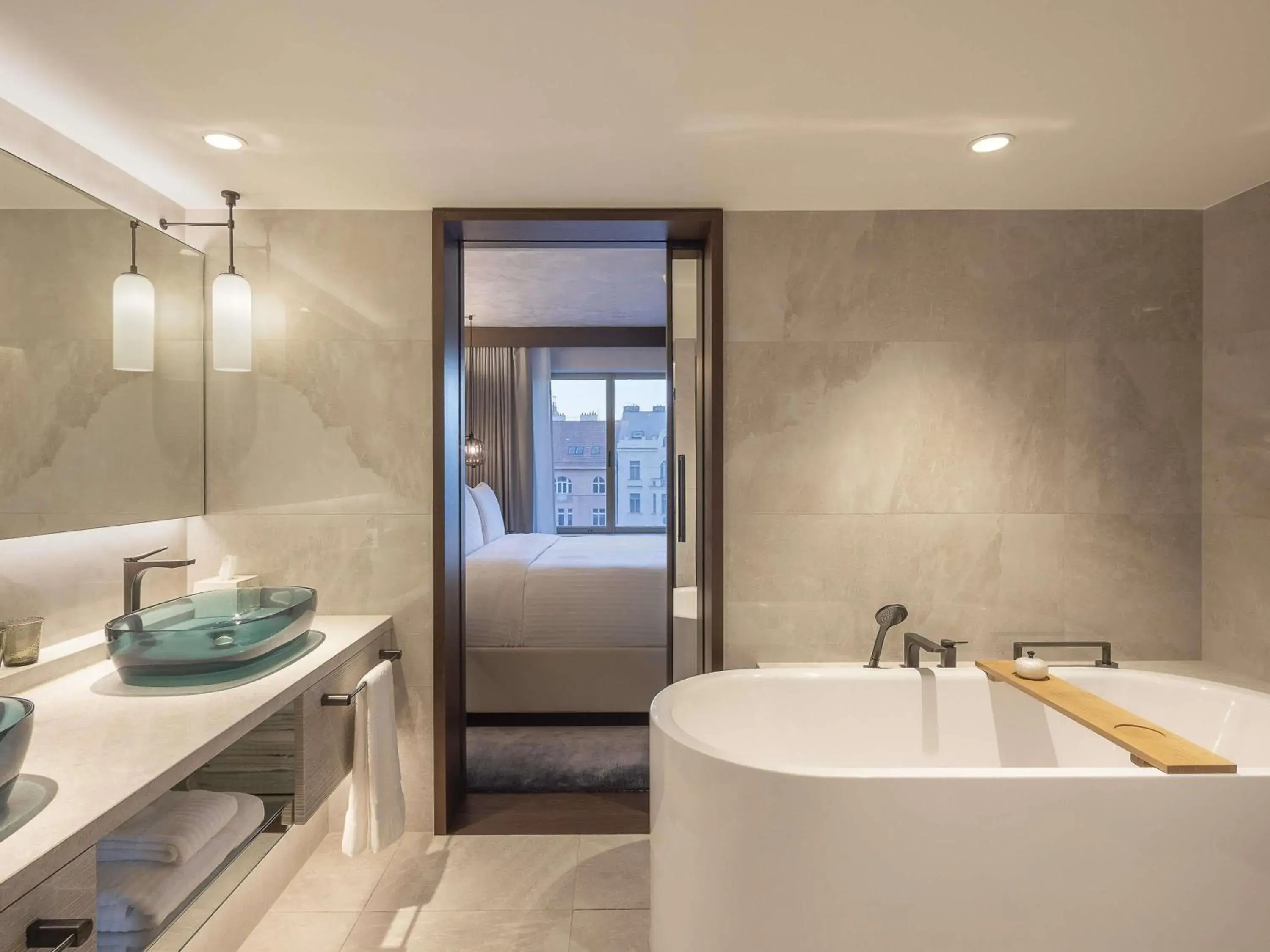 Signature One-Bedroom King Suite with Kitchenette and Lounge Access in Fairmont Golden Prague Signature One-Bedroom King Suite with Kitchenette and Lounge Access in Fairmont Golden Prague