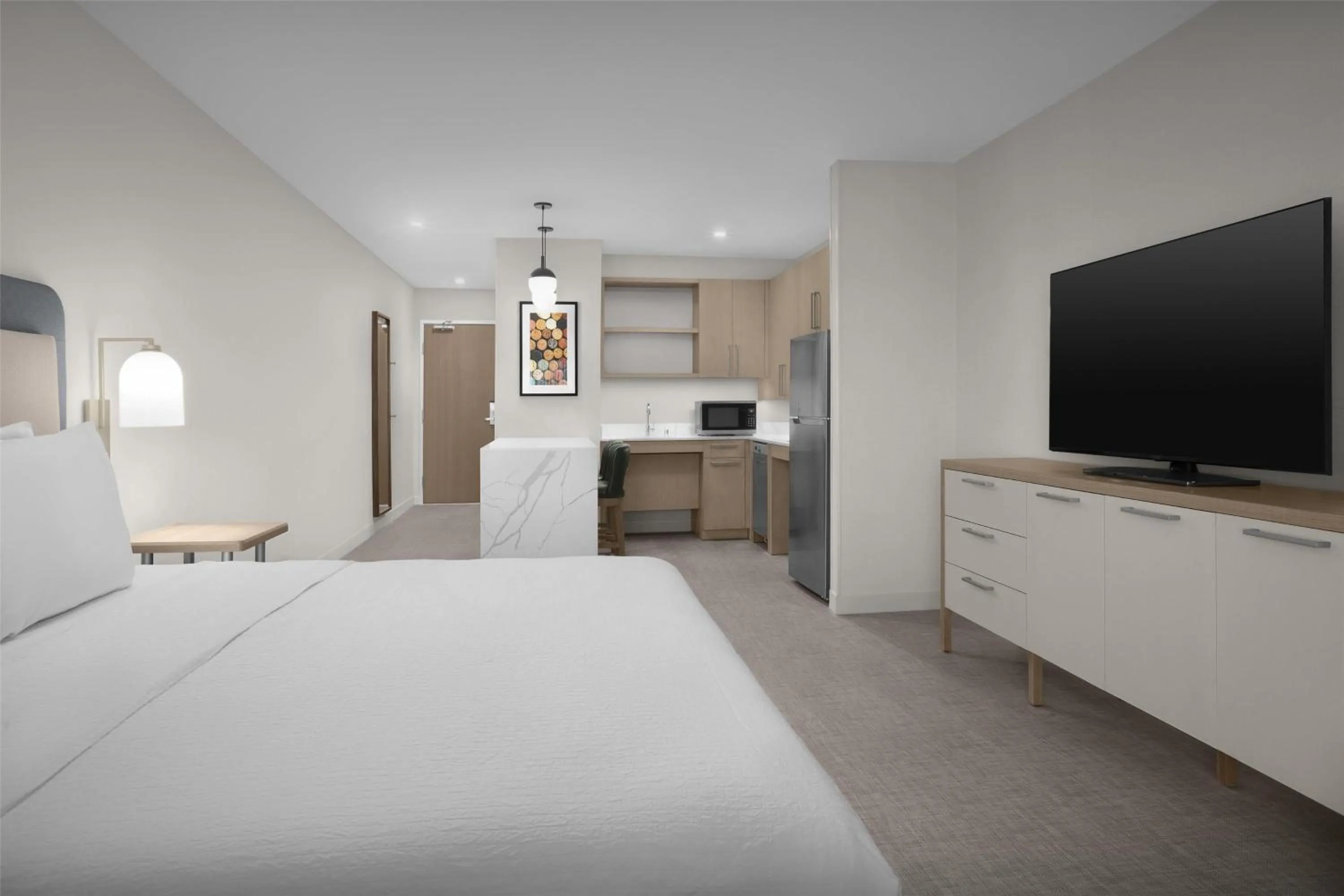 Kitchen or kitchenette, Bed in Homewood Suites by Hilton Santa Maria