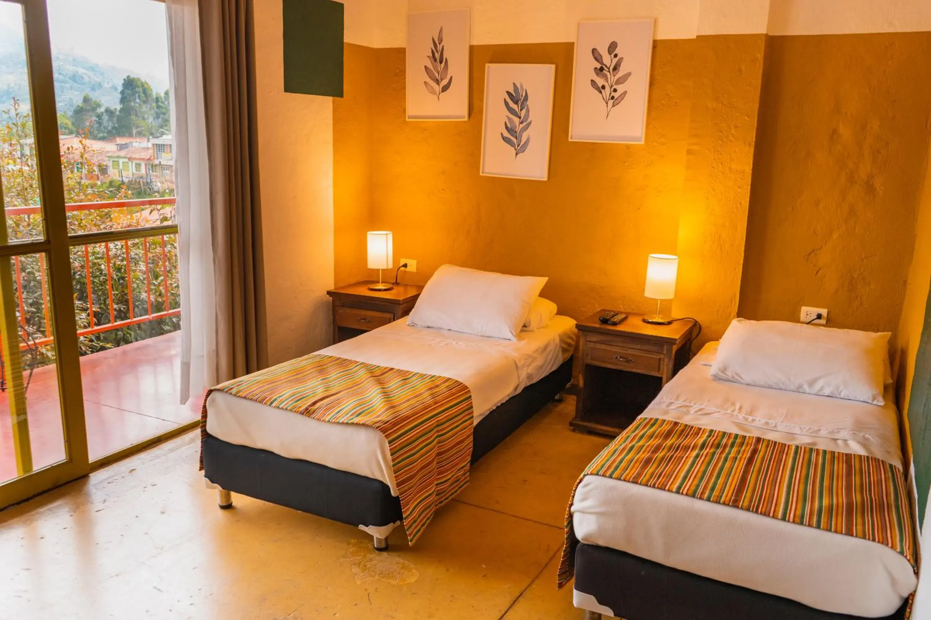 Premium Double Room 2 beds with Mountain view in Viajero Salento Hostel Premium Double Room 2 beds with Mountain view in Viajero Salento Hostel