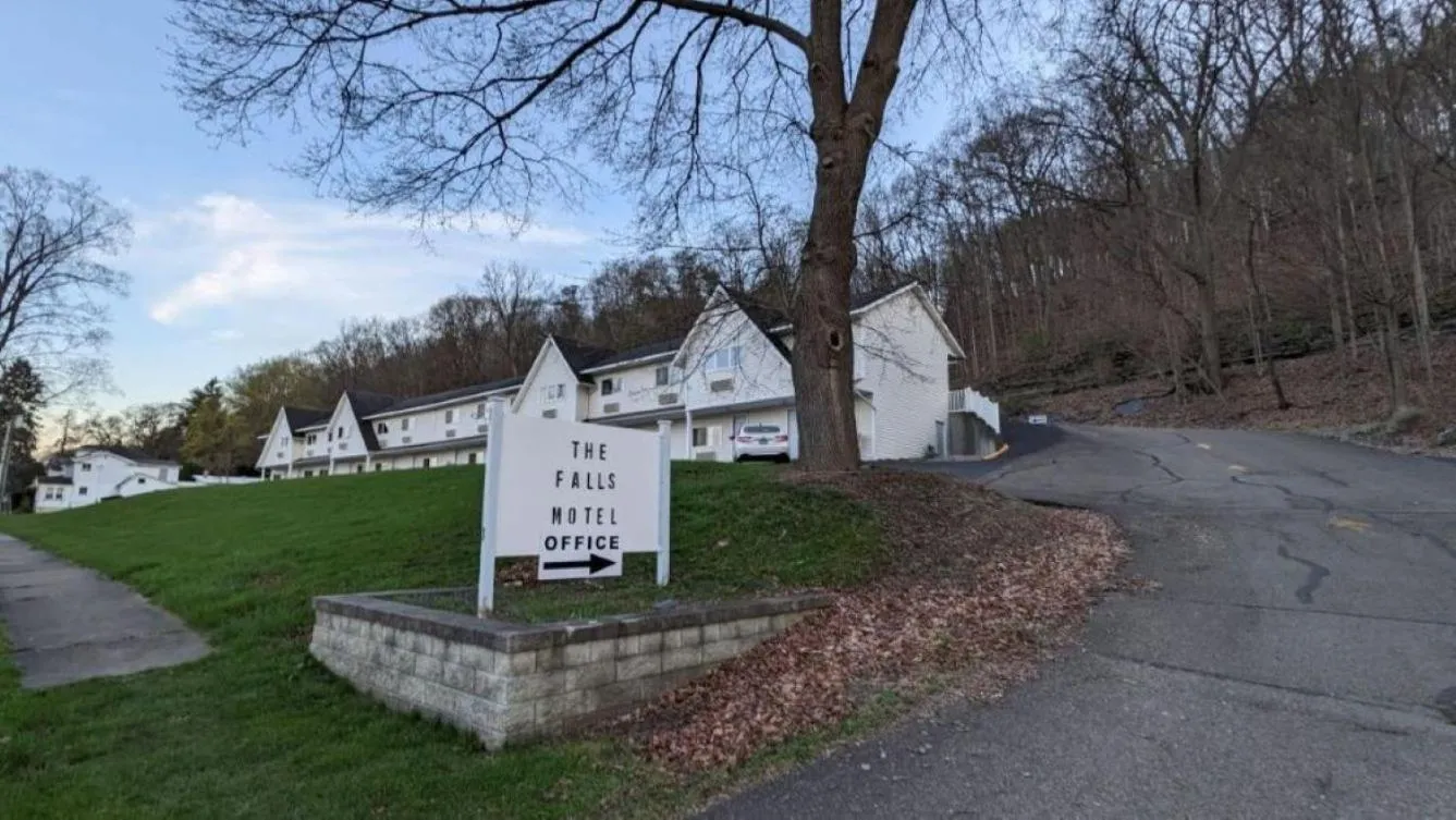 Property logo or sign in The Falls Motel - 2 Mi to " Watkins Glen State Park, Seneca Lake " AND 4 Mi to Watkins Glen International Track " The Glen "