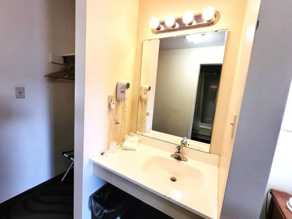 Bathroom in The Falls Motel - 2 Mi to " Watkins Glen State Park, Seneca Lake " AND 4 Mi to Watkins Glen International Track " The Glen "