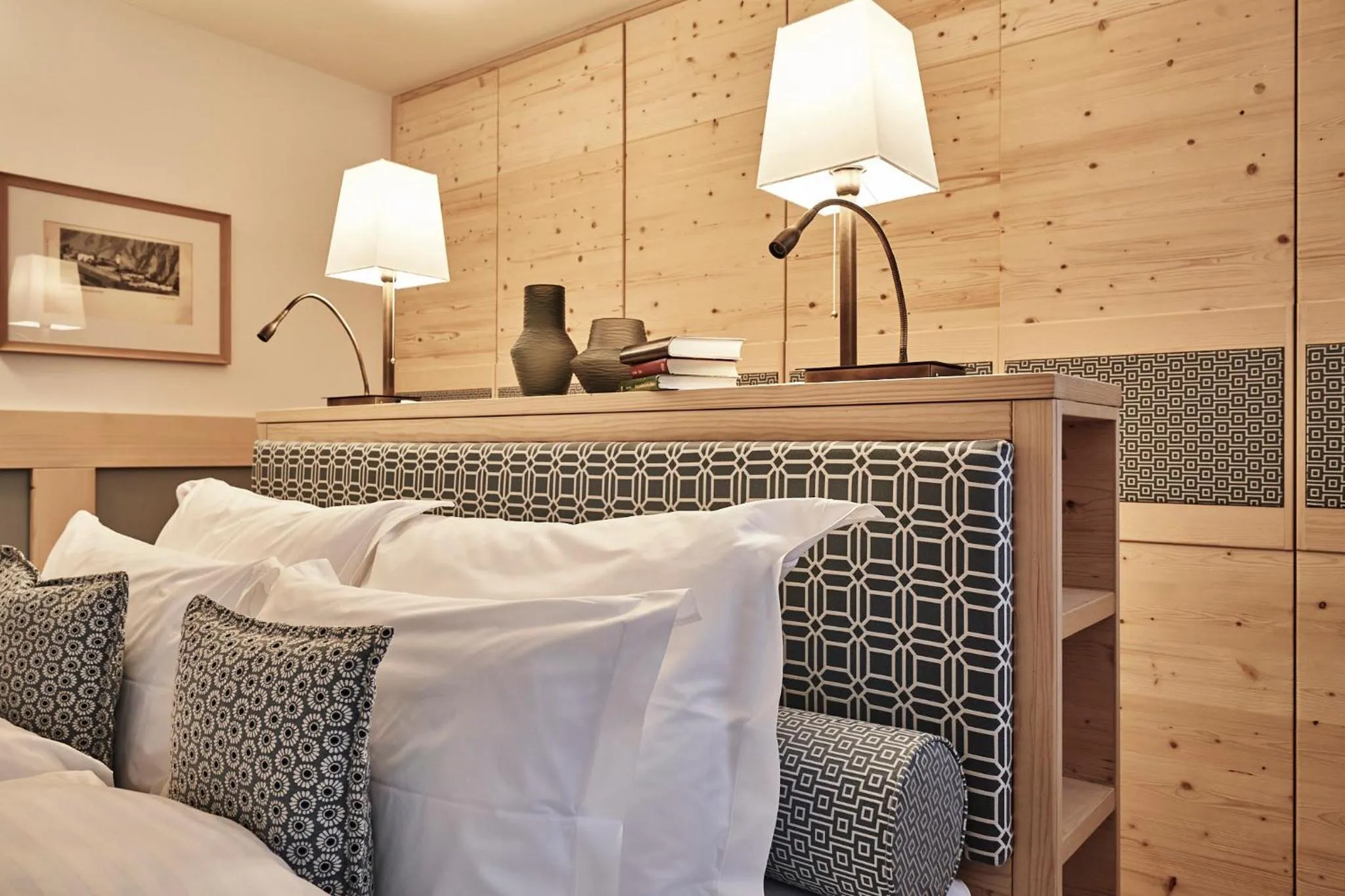 Decorative detail, Bed in Goldene Rose Karthaus a member of Small Luxury Hotels of the World