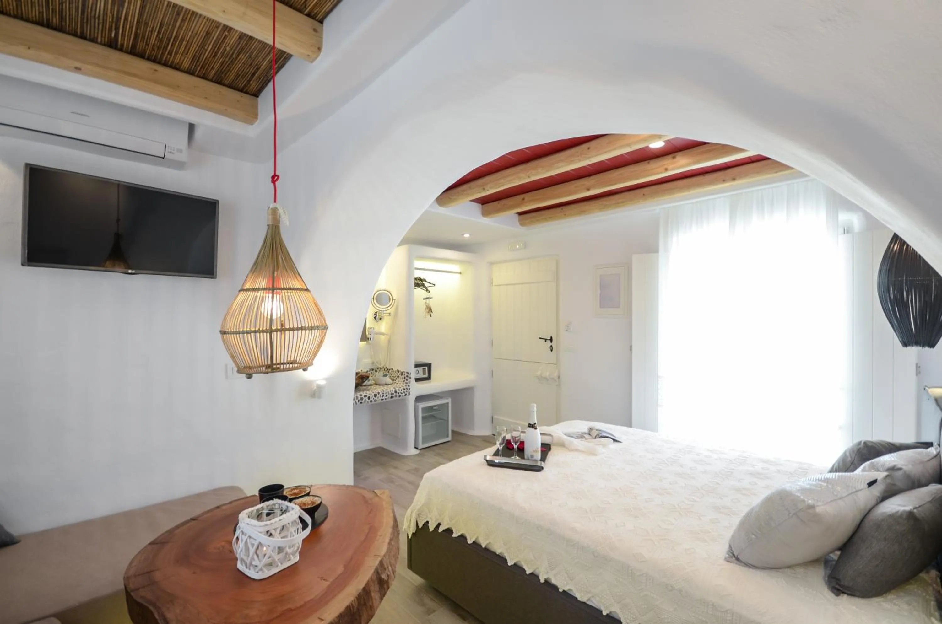 Bed in Naxos Island Escape Suites