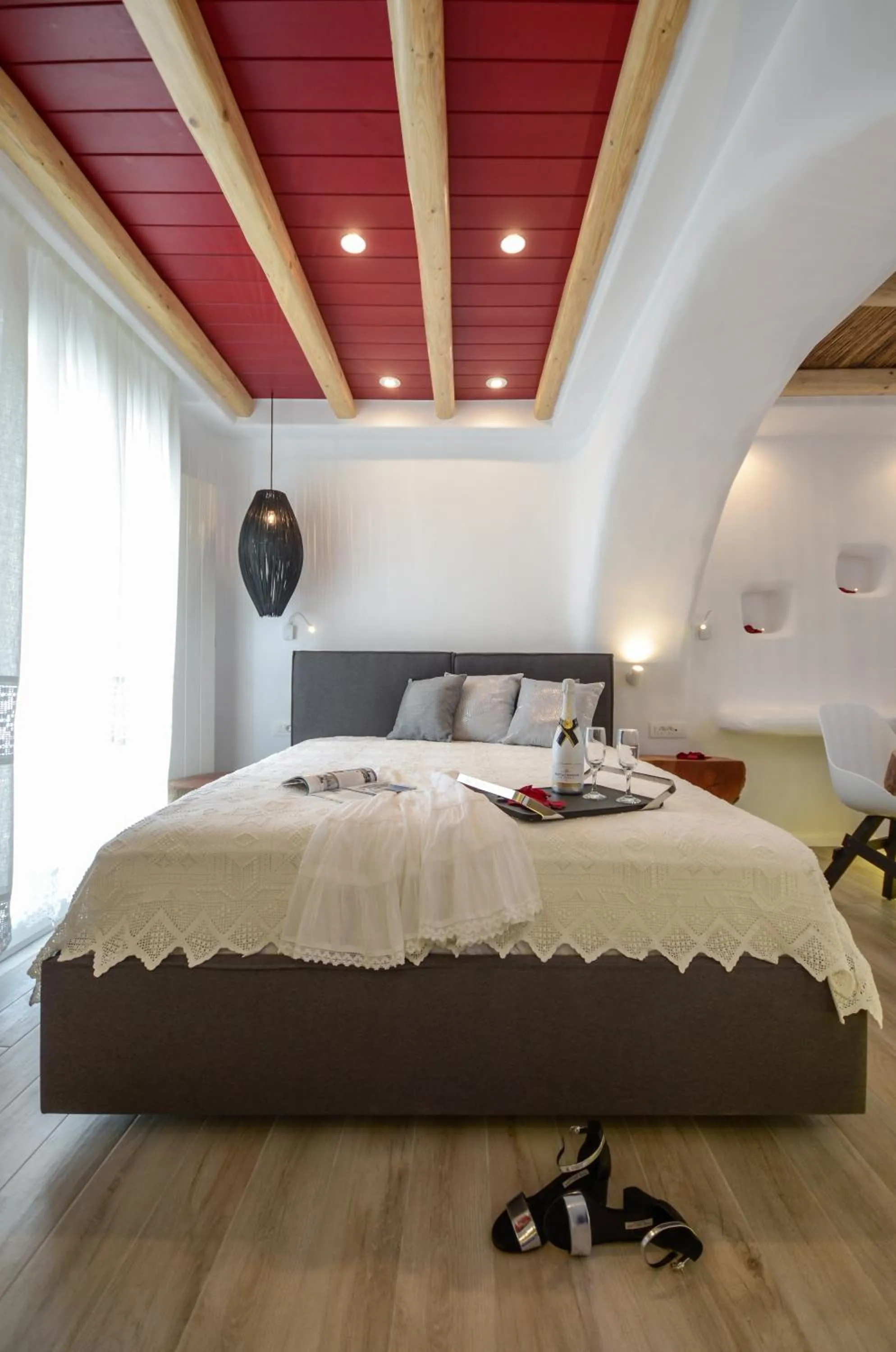 Bed in Naxos Island Escape Suites