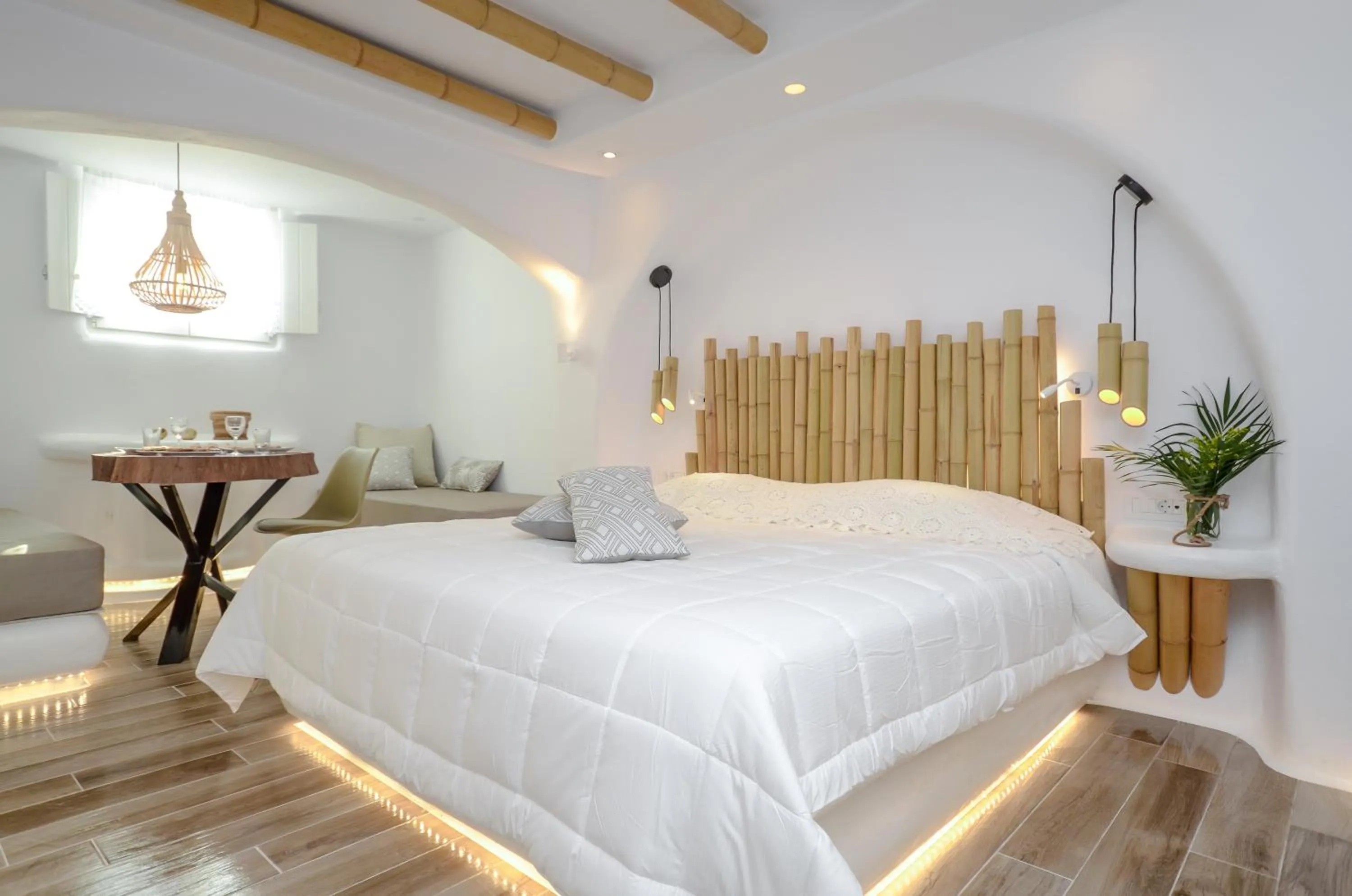 Bed in Naxos Island Escape Suites