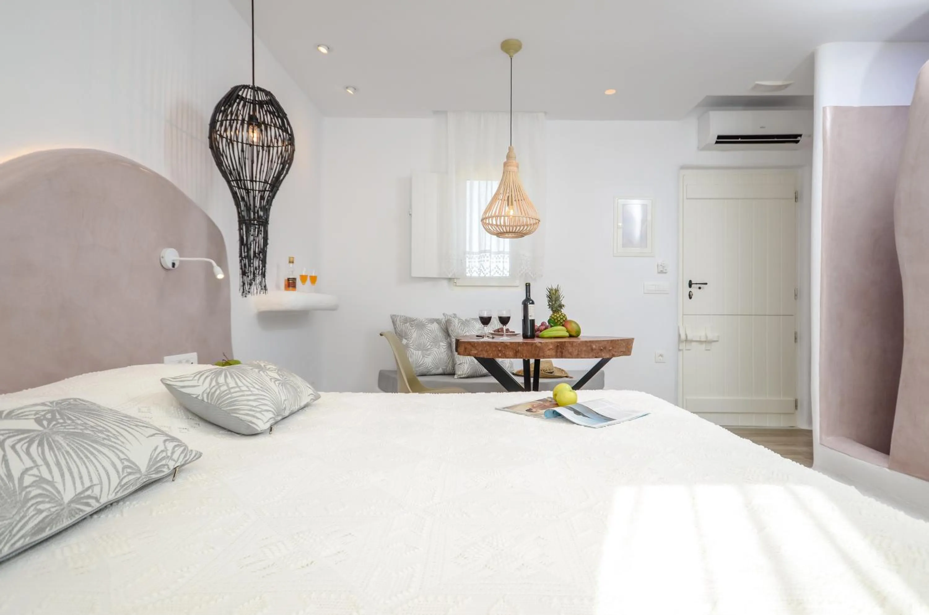 Bed in Naxos Island Escape Suites