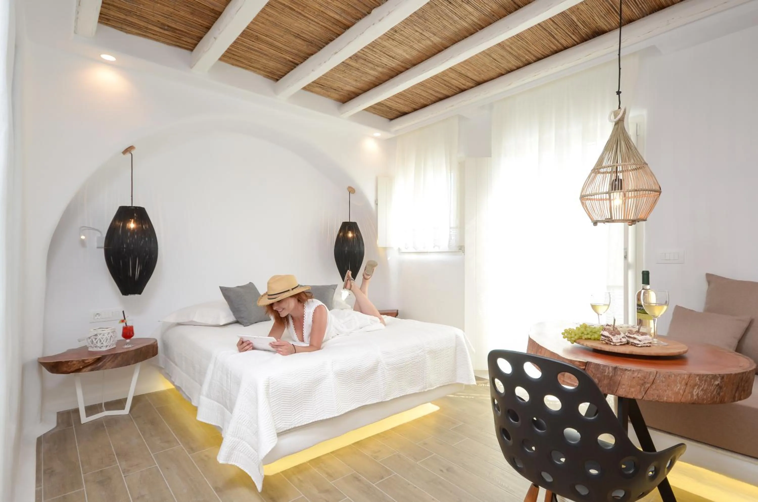 Guests, Bed in Naxos Island Escape Suites