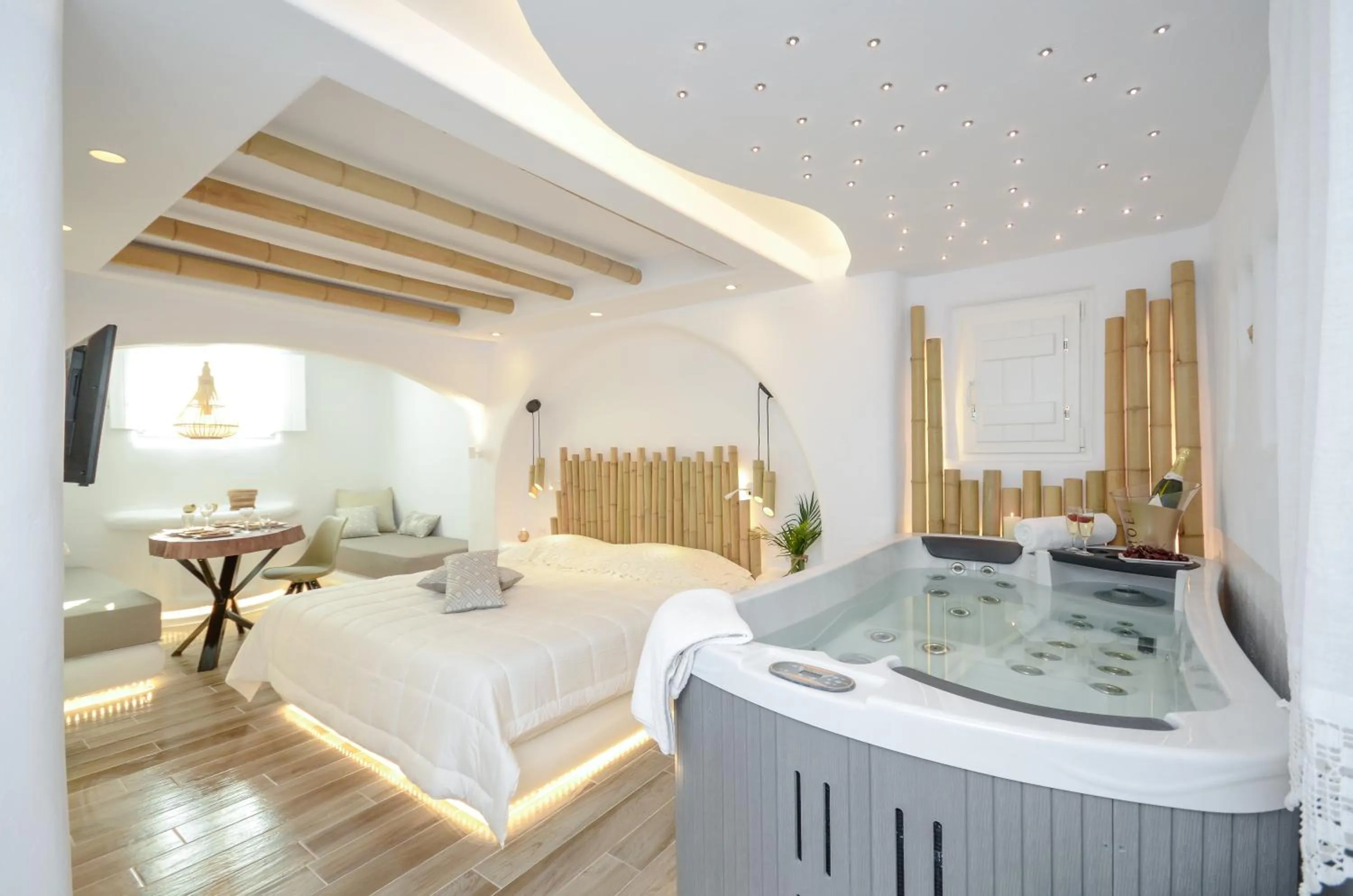 Bed in Naxos Island Escape Suites