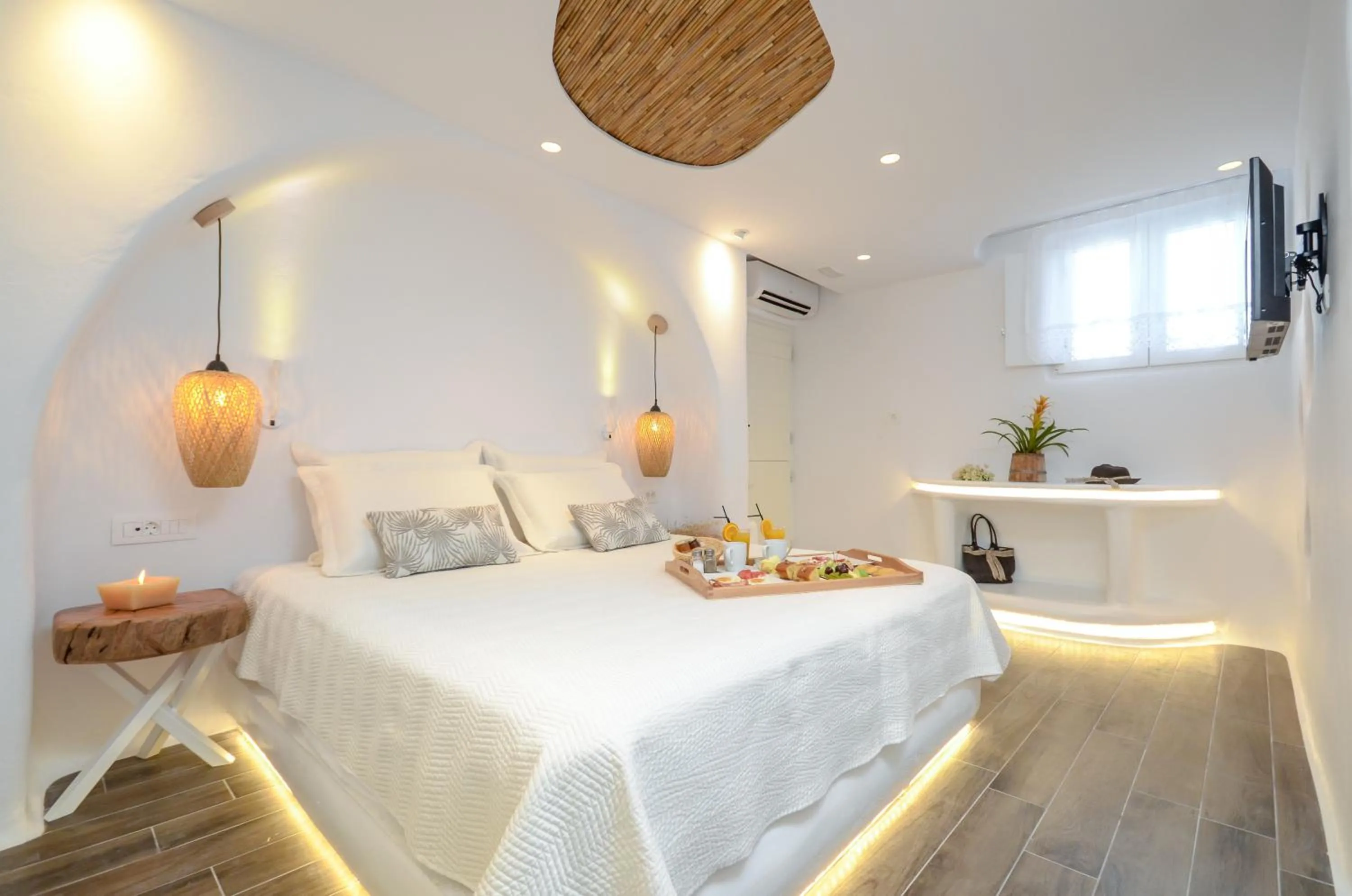 Bed in Naxos Island Escape Suites