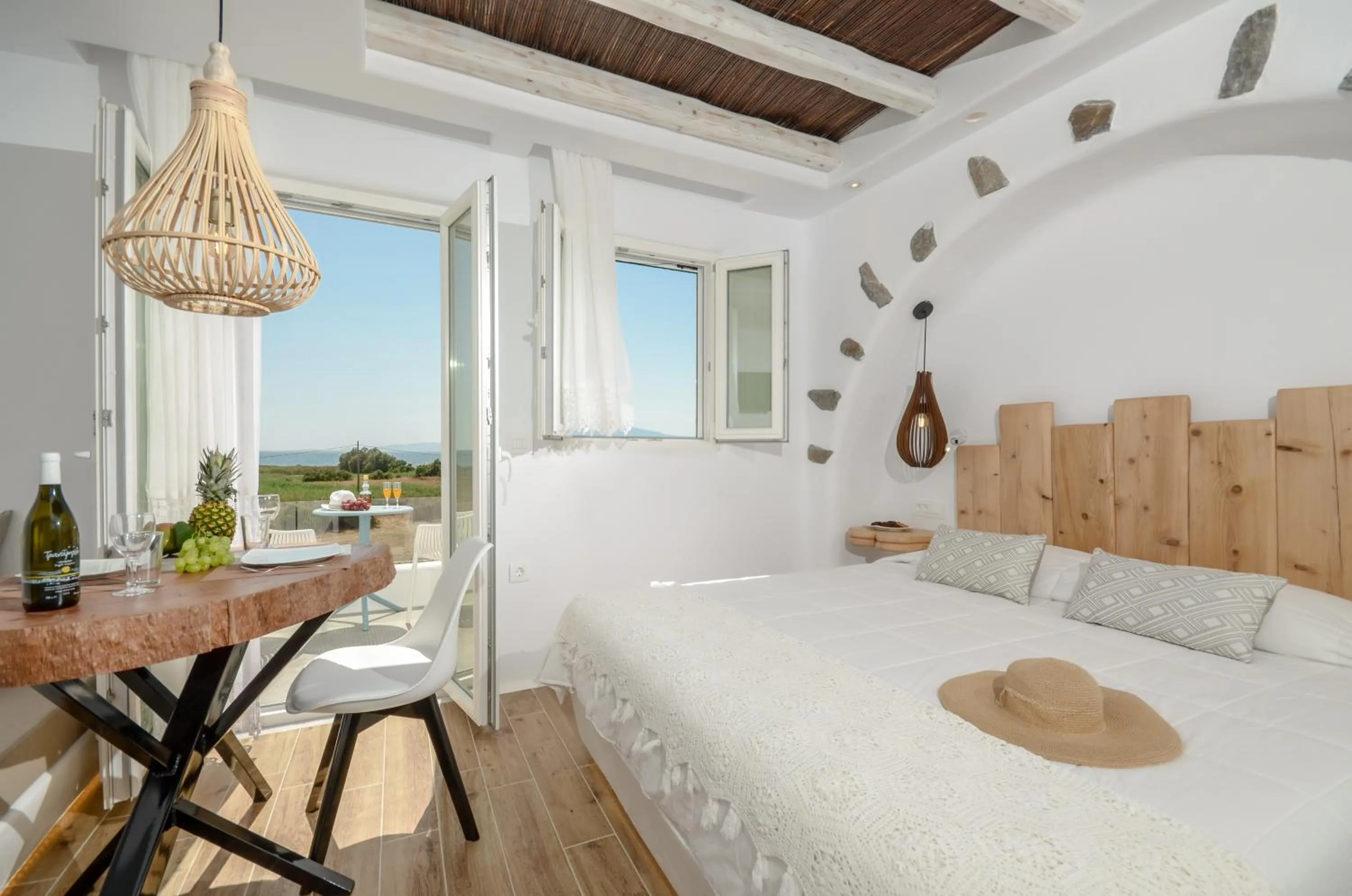 Bed in Naxos Island Escape Suites