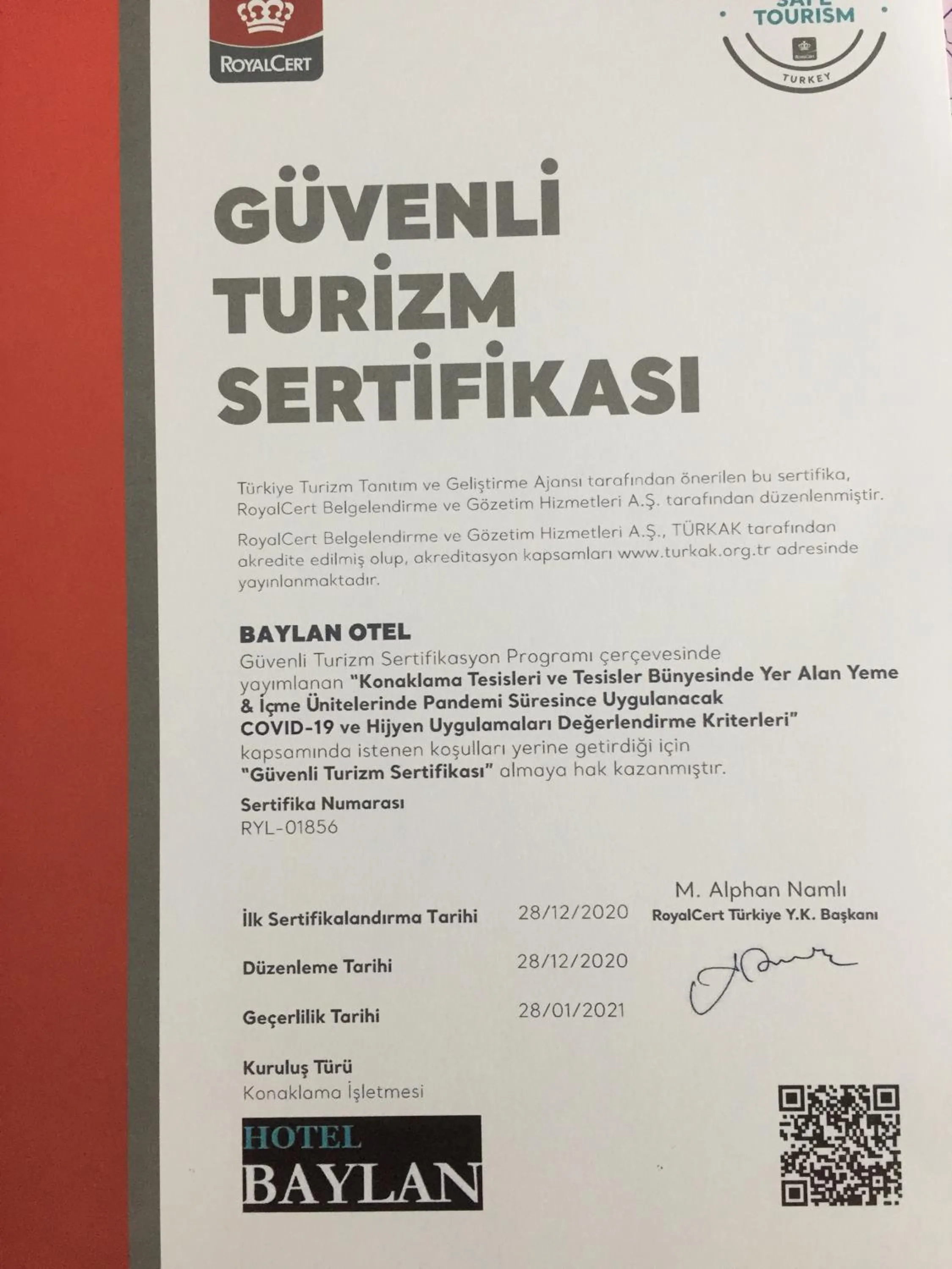 Logo/Certificate/Sign in Hotel Baylan İzmir
