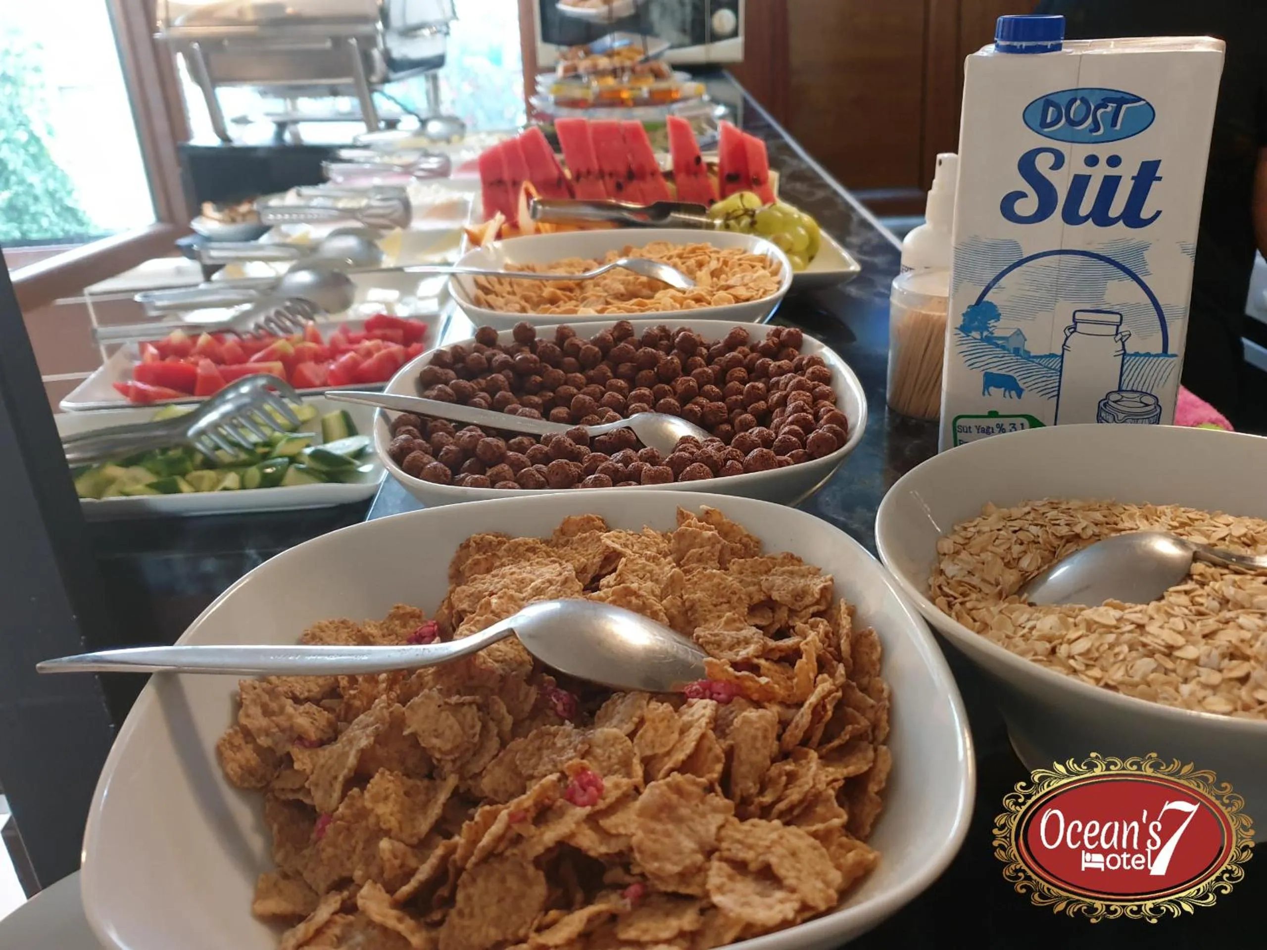 Buffet breakfast in Oceans 7 Hotel