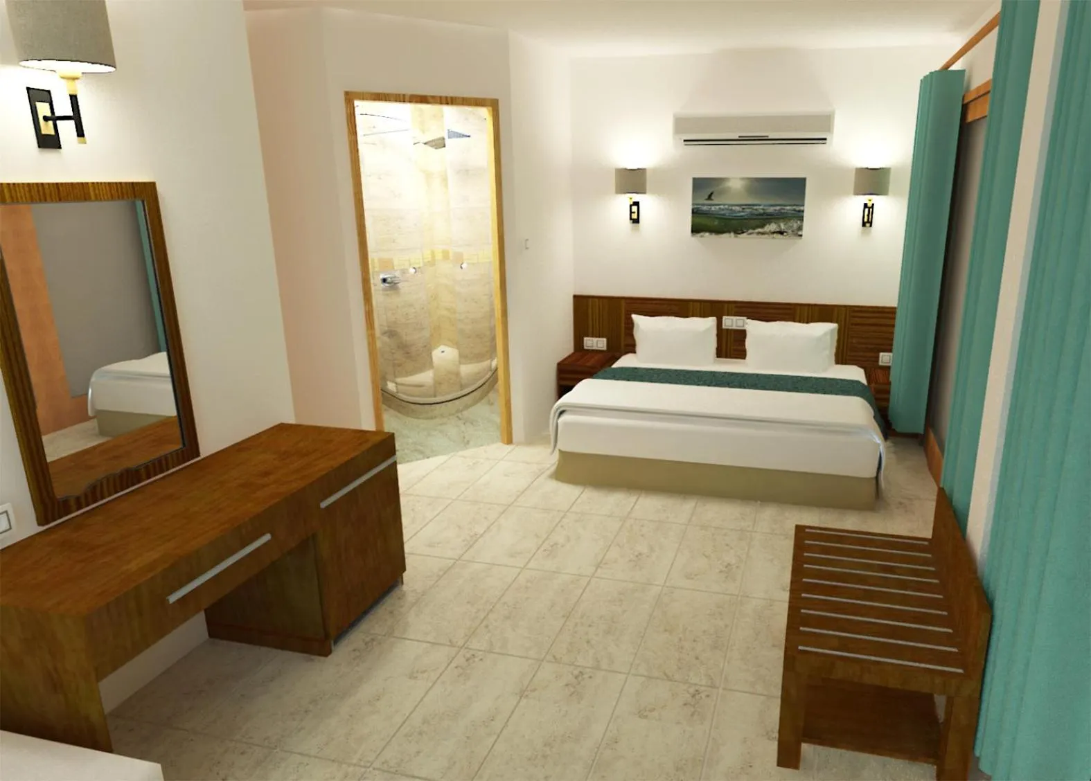 Bathroom, Bed in Medusa Hotel