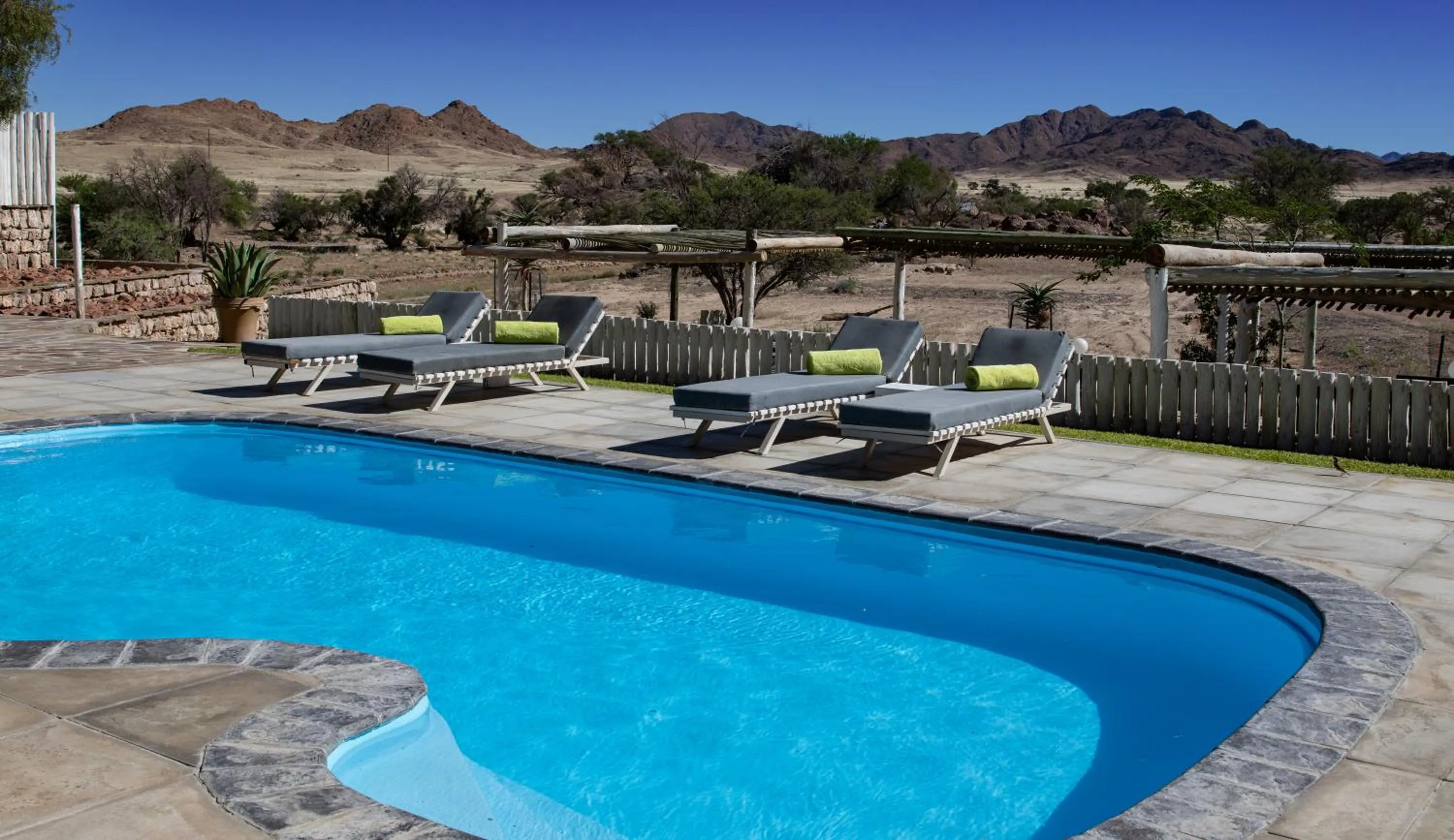 Pool view in Elegant Desert Lodge