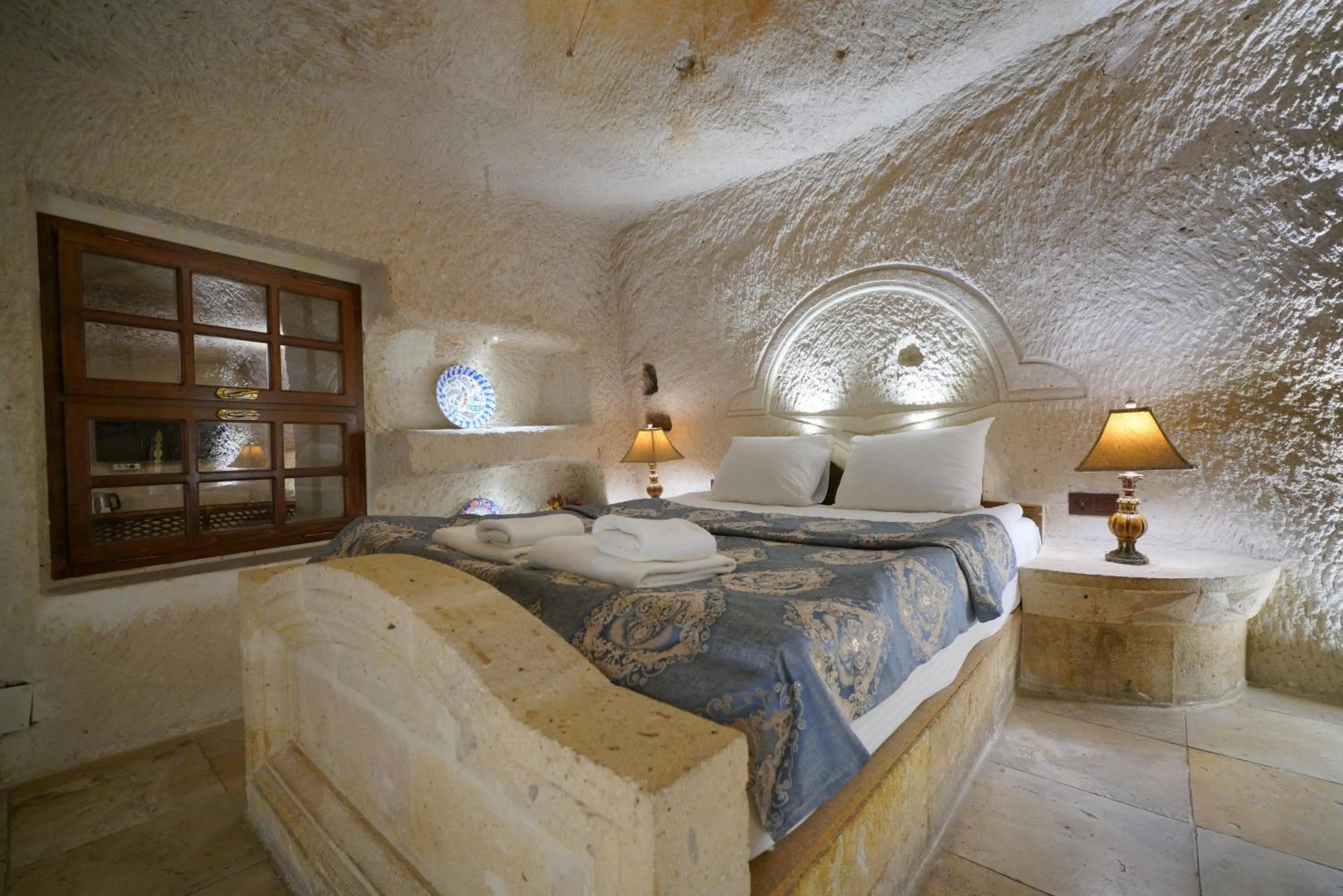 Bed in Asteria Cave Hotel