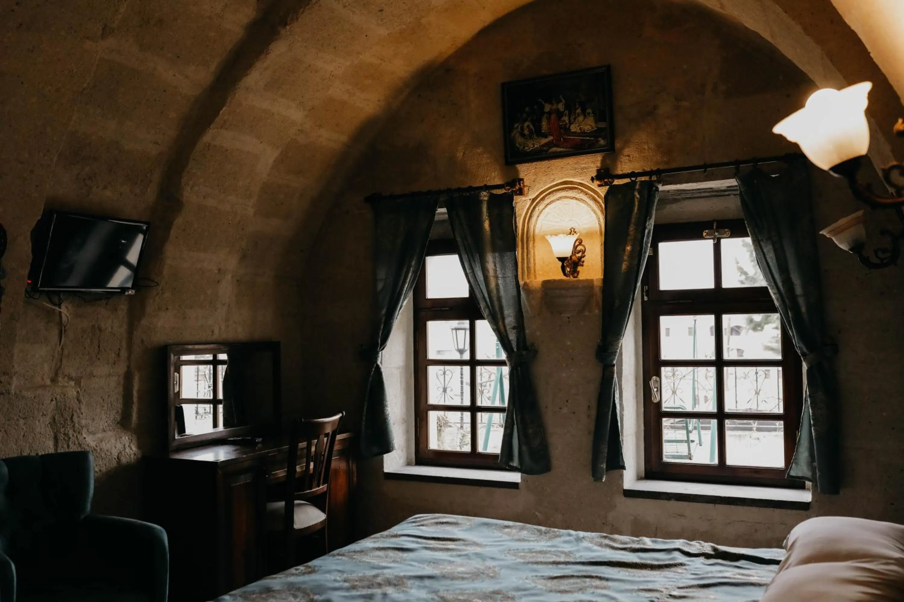 Bed in Asteria Cave Hotel