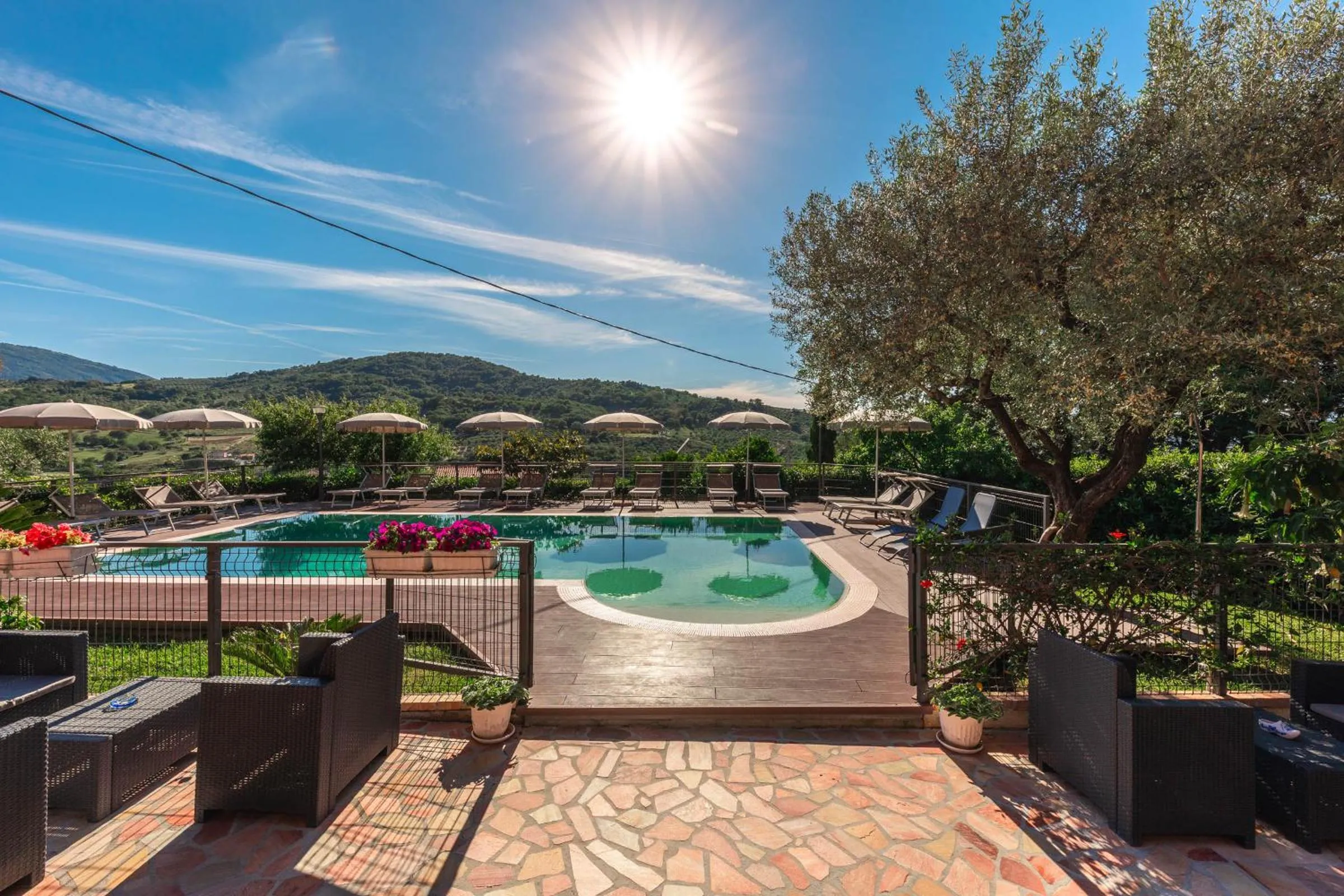 Pool view in B&B La Mortella