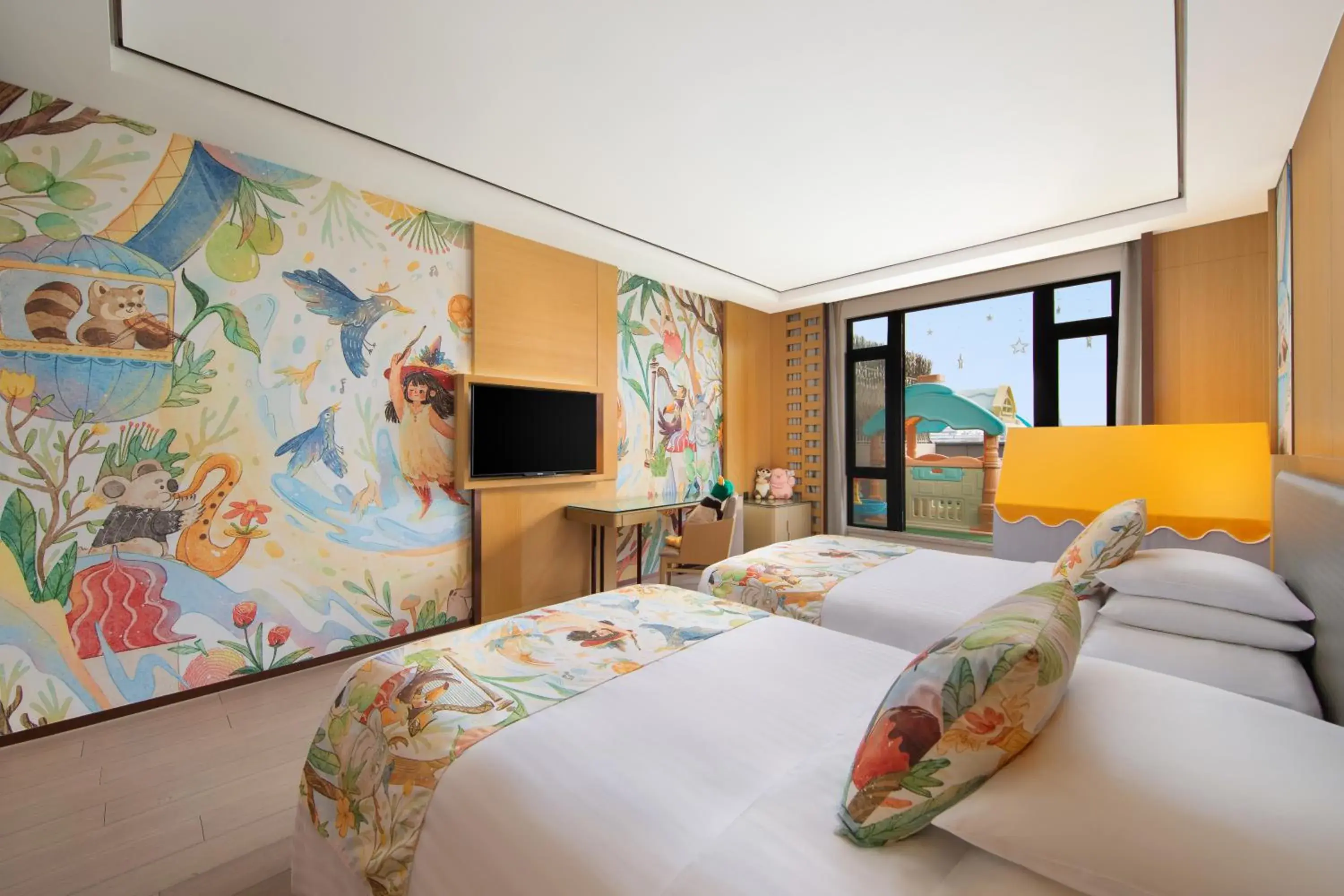 Premier Double Room with Two Double Beds and Balcony - Forest Hut in Courtyard by Marriott Shanghai International Tourism and Resorts Zone Premier Double Room with Two Double Beds and Balcony - Forest Hut in Courtyard by Marriott Shanghai International Tourism and Resorts Zone
