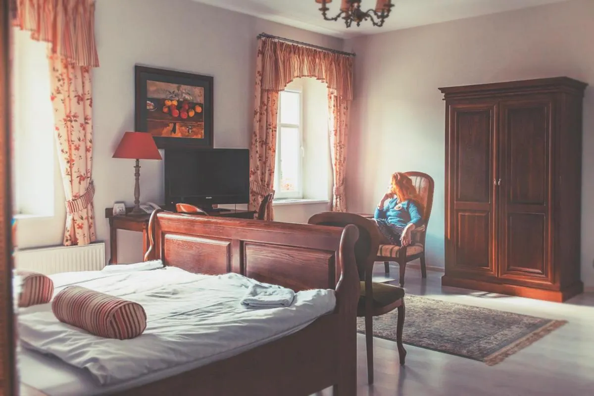 Communal lounge/ TV room, Bed in Pałac Brunów - Wellness & SPA