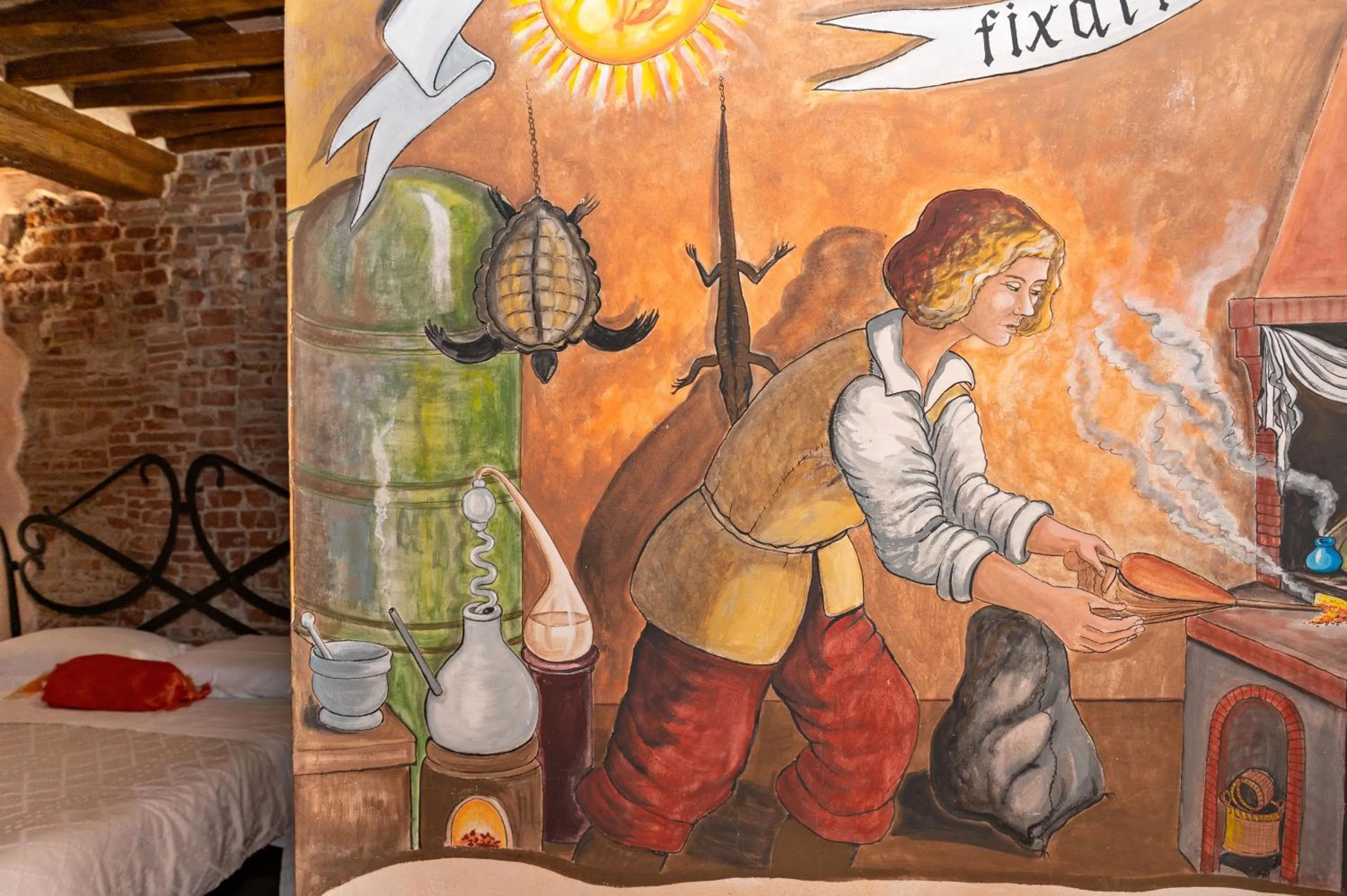 Decorative detail, Bed in Antica Corte dei Principi Charming Rooms