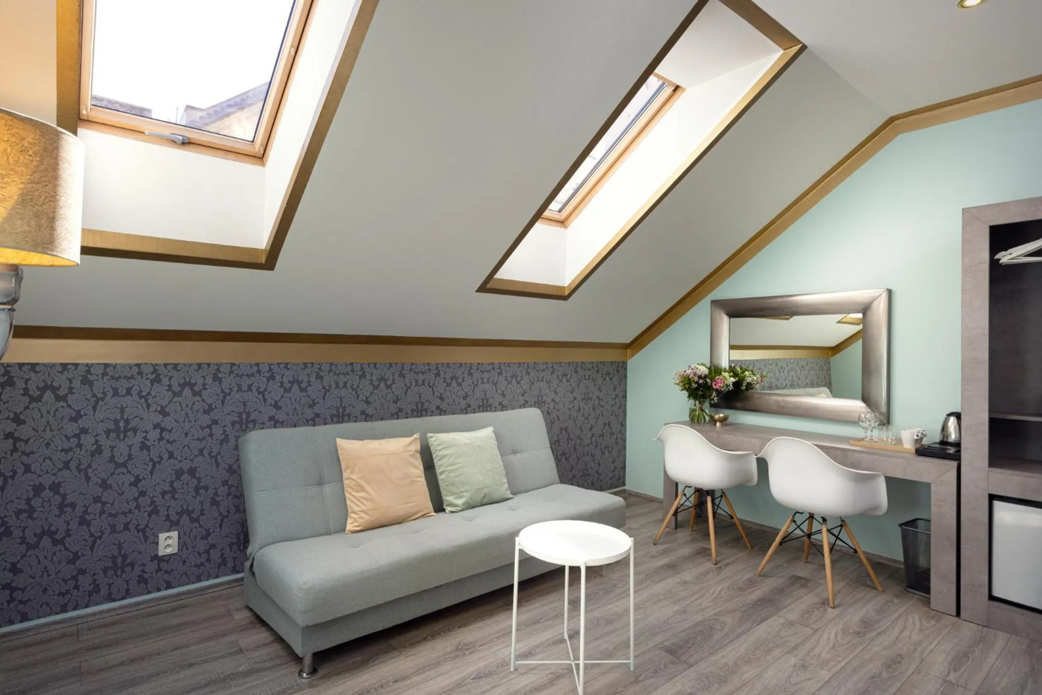 Seating area in Salvatore Prague Rooms